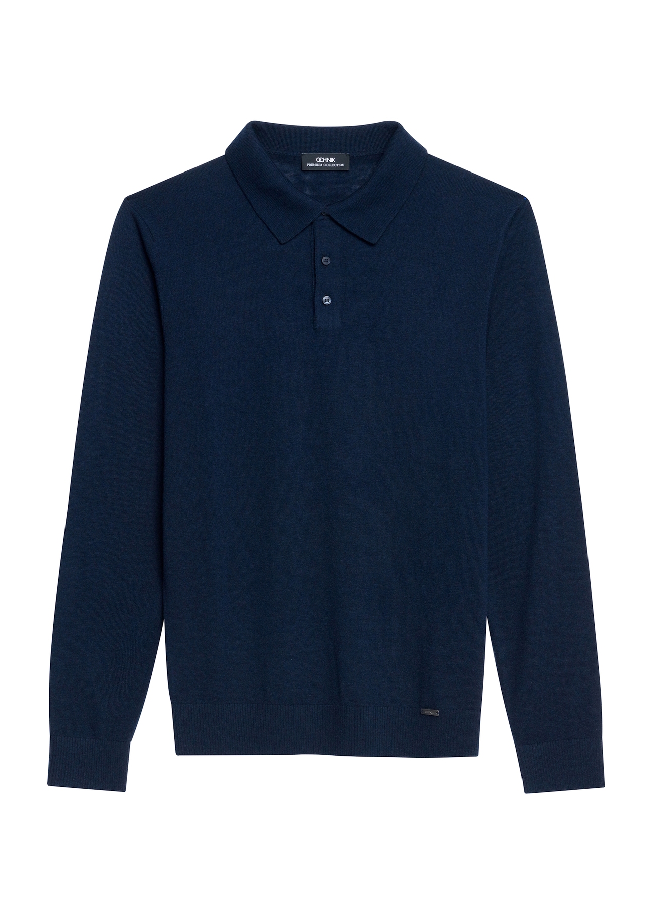 Granatowy sweter męski SWEMT-0184-68(Z25), produkt widoczny od przodu, na białym tle.