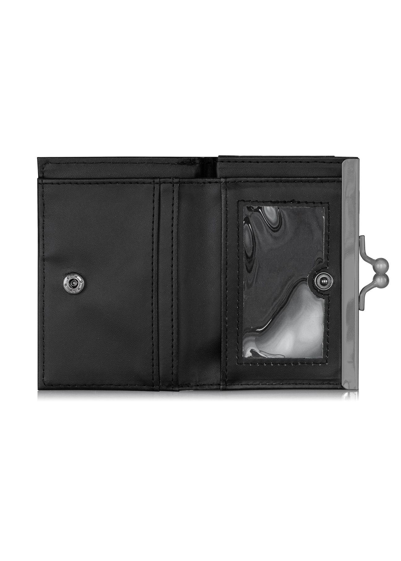 Czarny mały portfel z monogramem damski POREC-0342-99(Z23)-05