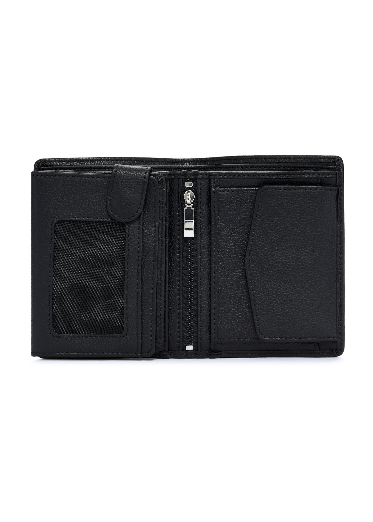 Czarny skórzany portfel męski PORMS-0632A-99(Z25), widok produktu w środku na białym tle.