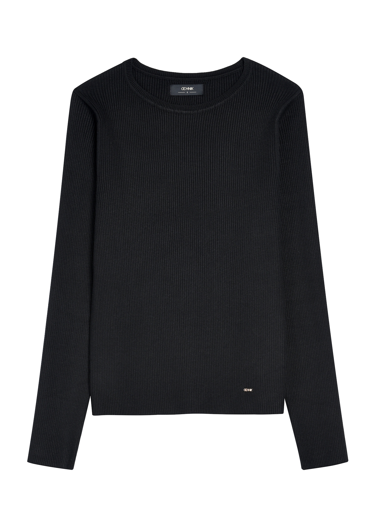 Prążkowany longsleeve damski LSLDT-0028-99(Z25), widok produktu od przodu na białym tle.