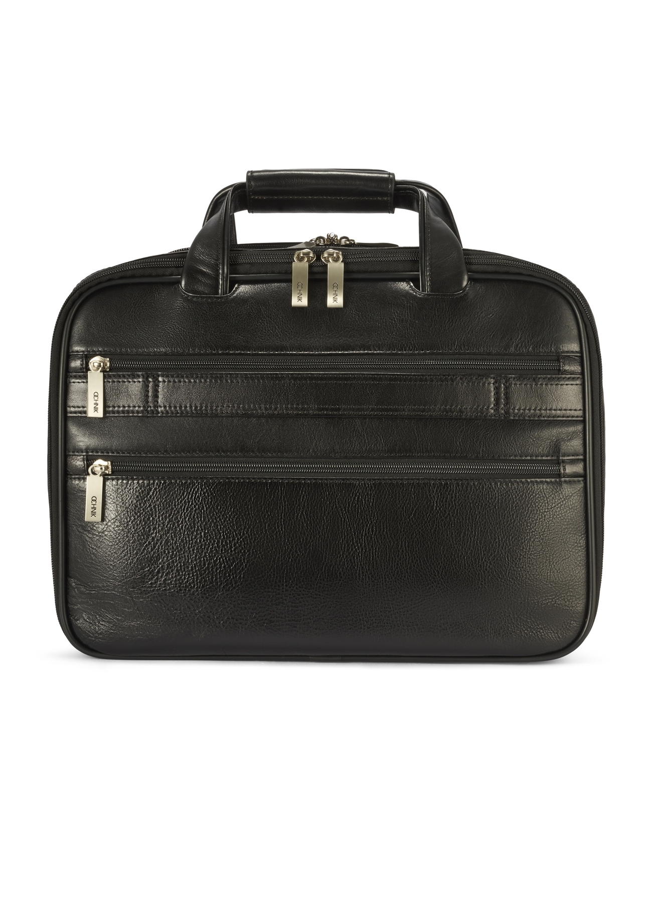 Czarna skórzana torba męska TORMS-0483-99(Z25), widok produktu od przodu na białym tle.