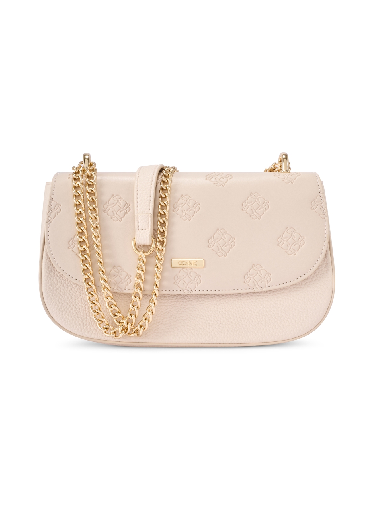 Kremowa listonoszka z monogramem TOREC-1161-0B(W26) - widok produktu z przodu, na białym tle. 