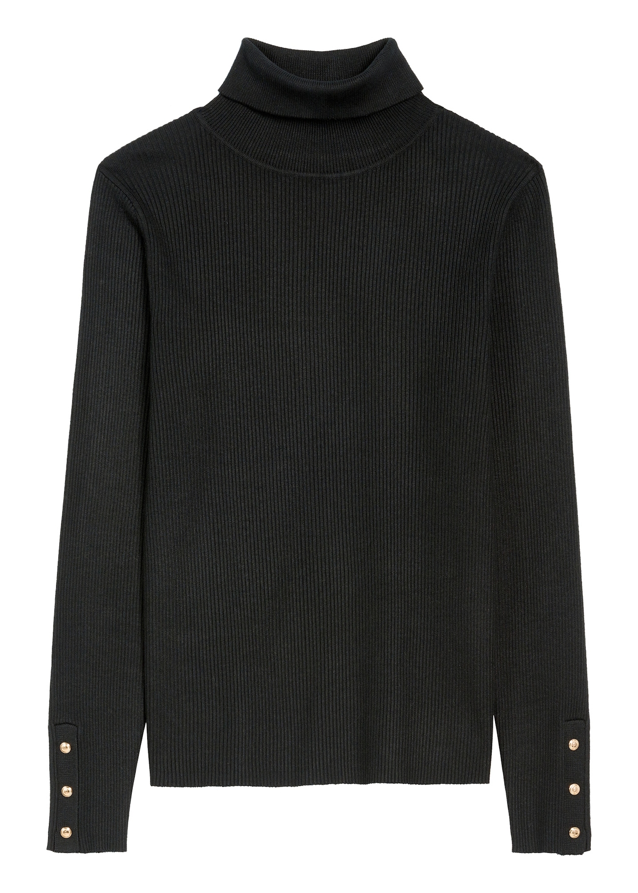 Czarny sweter damski z golfem SWEDT-0209-99(Z25), widok produktu z przodu na białym tle.