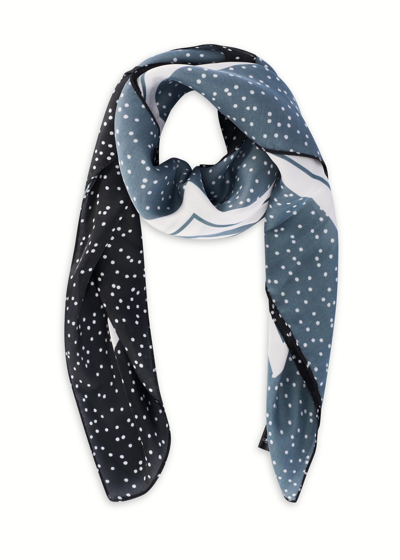 Czarna apaszka damska z logo SZADT-0192-9P(W26), widok produktu z przodu na białym tle.