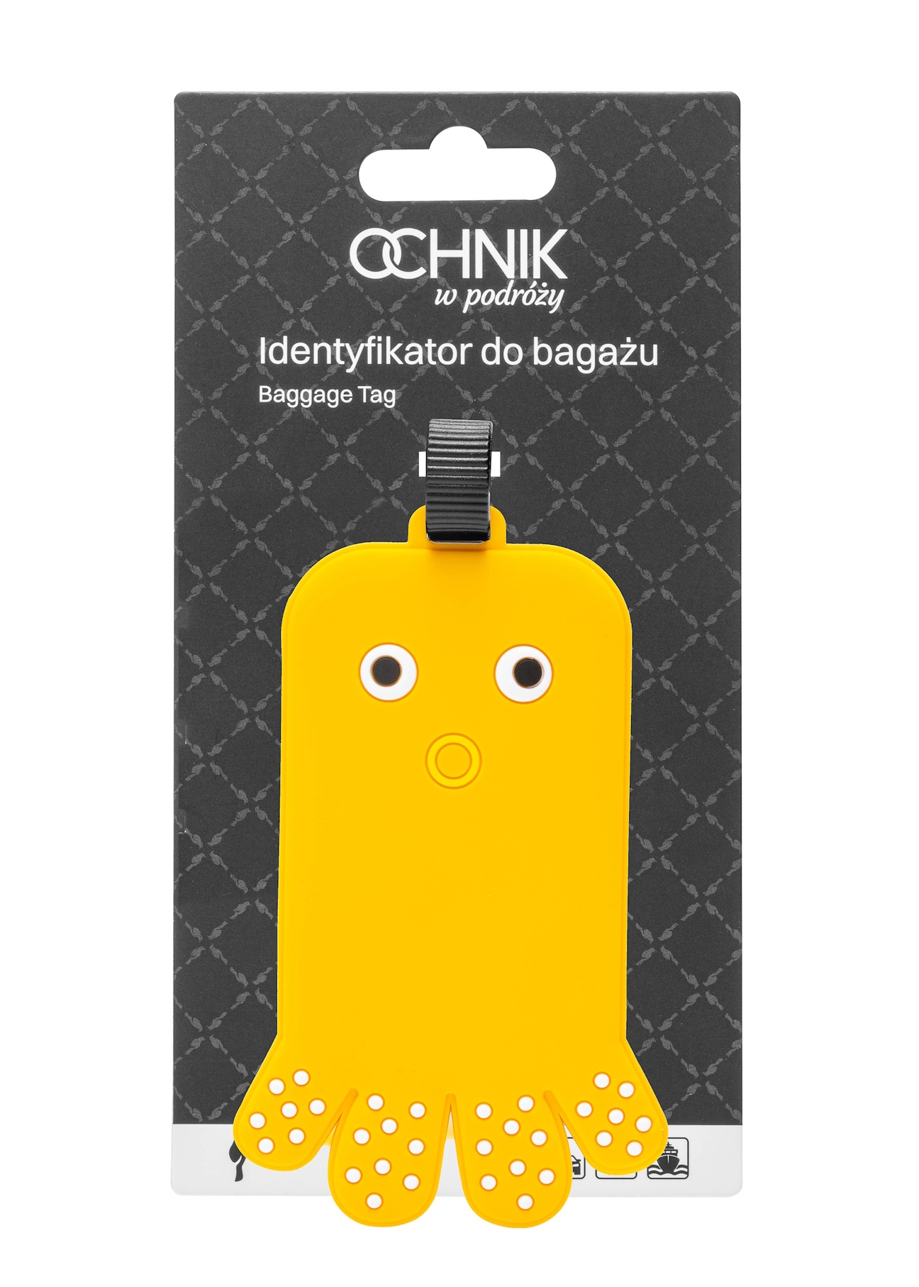 Identyfikator do bagażu AW-012-0004-21(W25), widok produktu z przodu na białym tle.