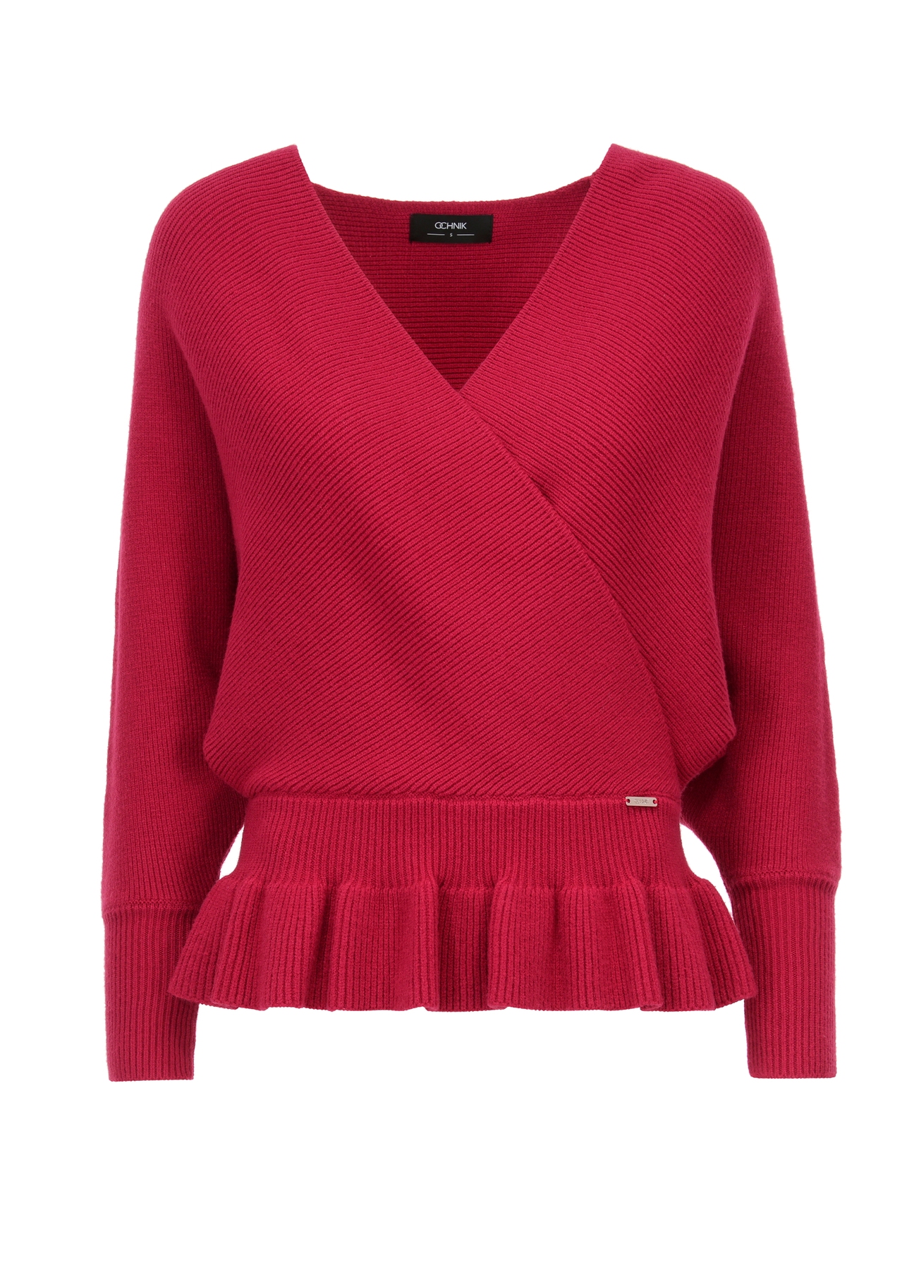 Czerwony sweter damski z taliowaniem SWEDT-0126-42(Z22)-06