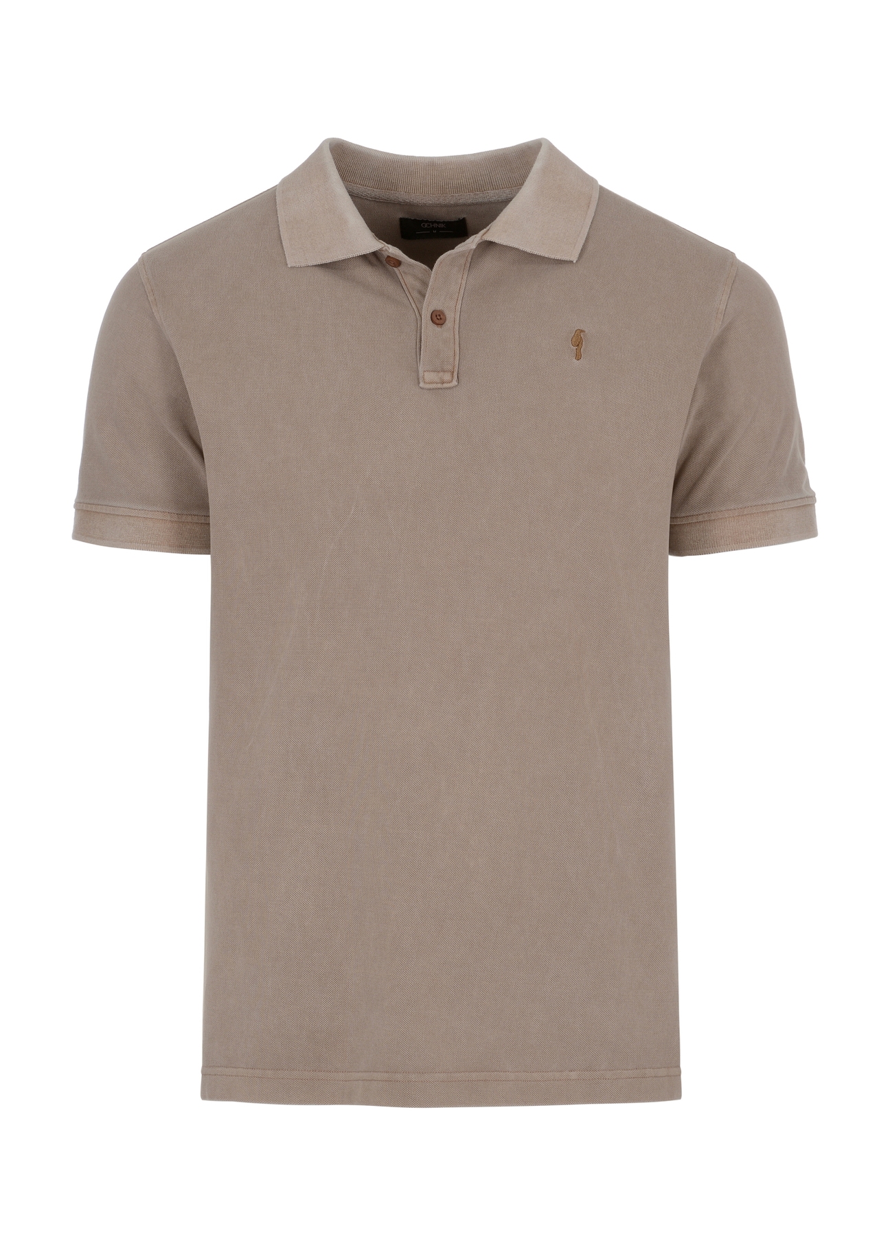 Beżowa koszulka polo z logo POLMT-0055-24(W23)-04