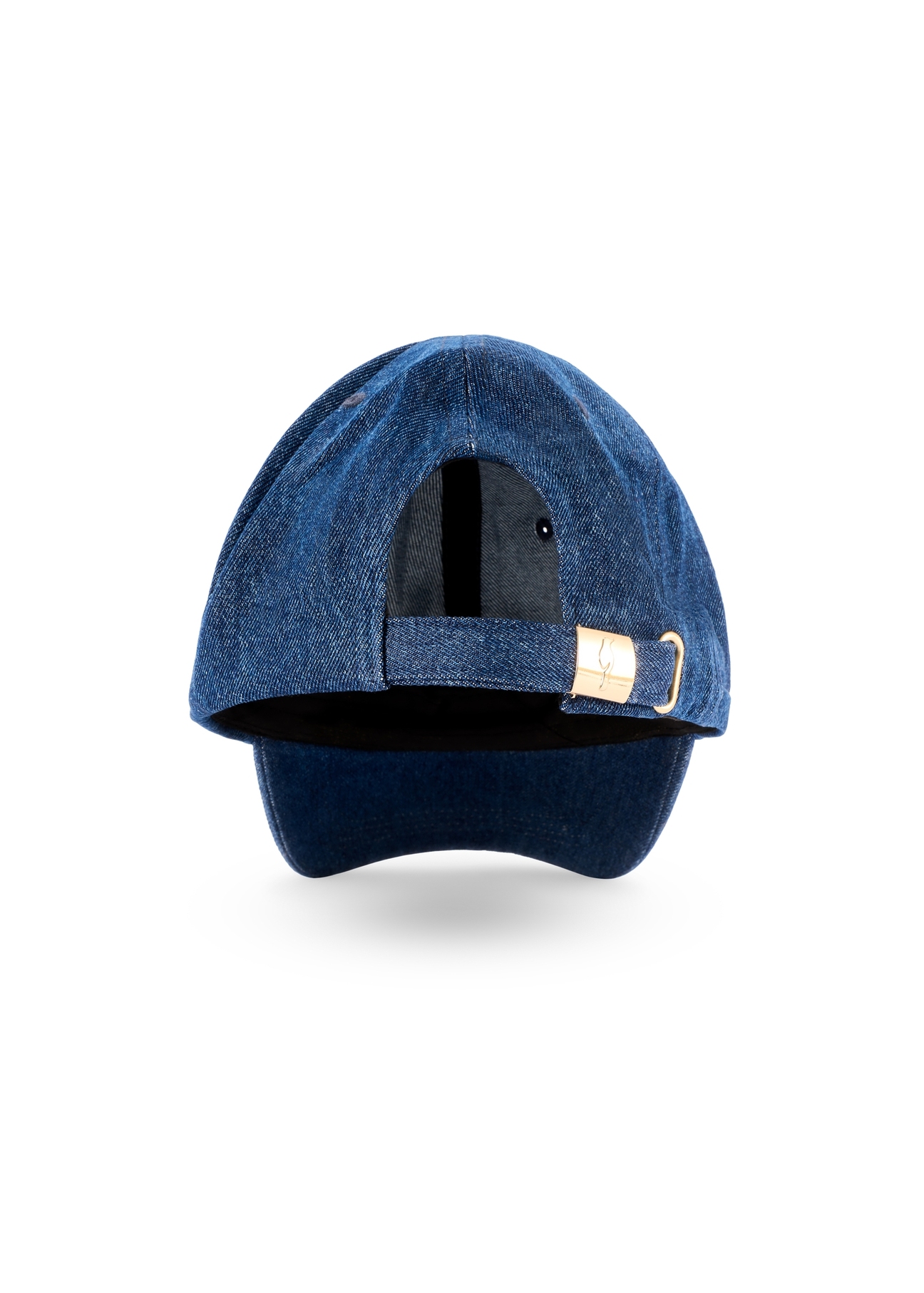 Jeansowa czapka unisex CZALT-0017-7H(W26) - widok produktu z tyłu, na białym tle. 