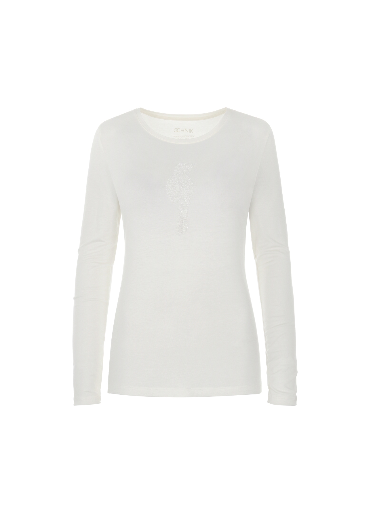 Kremowa bluzka damska longsleeve LSLDT-0024-12(W22)-03