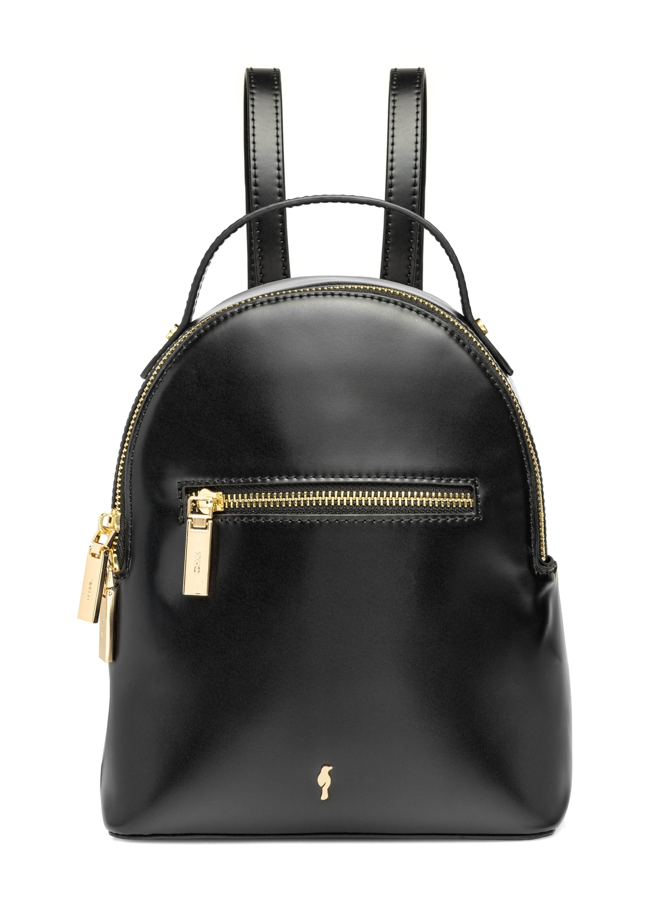 Mały czarny plecak damski TOREC-1128-99(W26), widok produktu od przodu na białym tle.