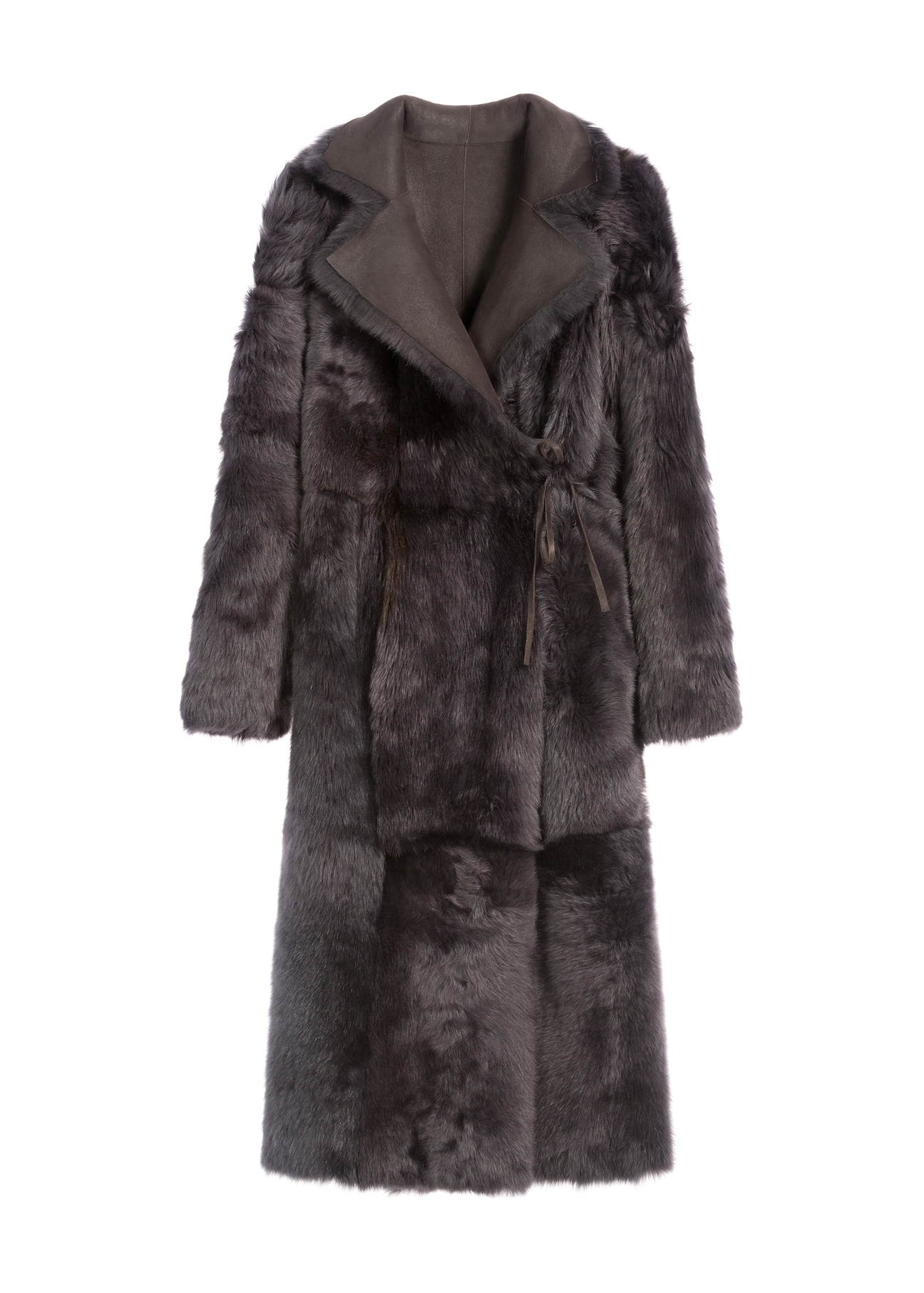 Brązowy dwustronny skórzany kożuch damski KOZDS-0088-3096(Z25)