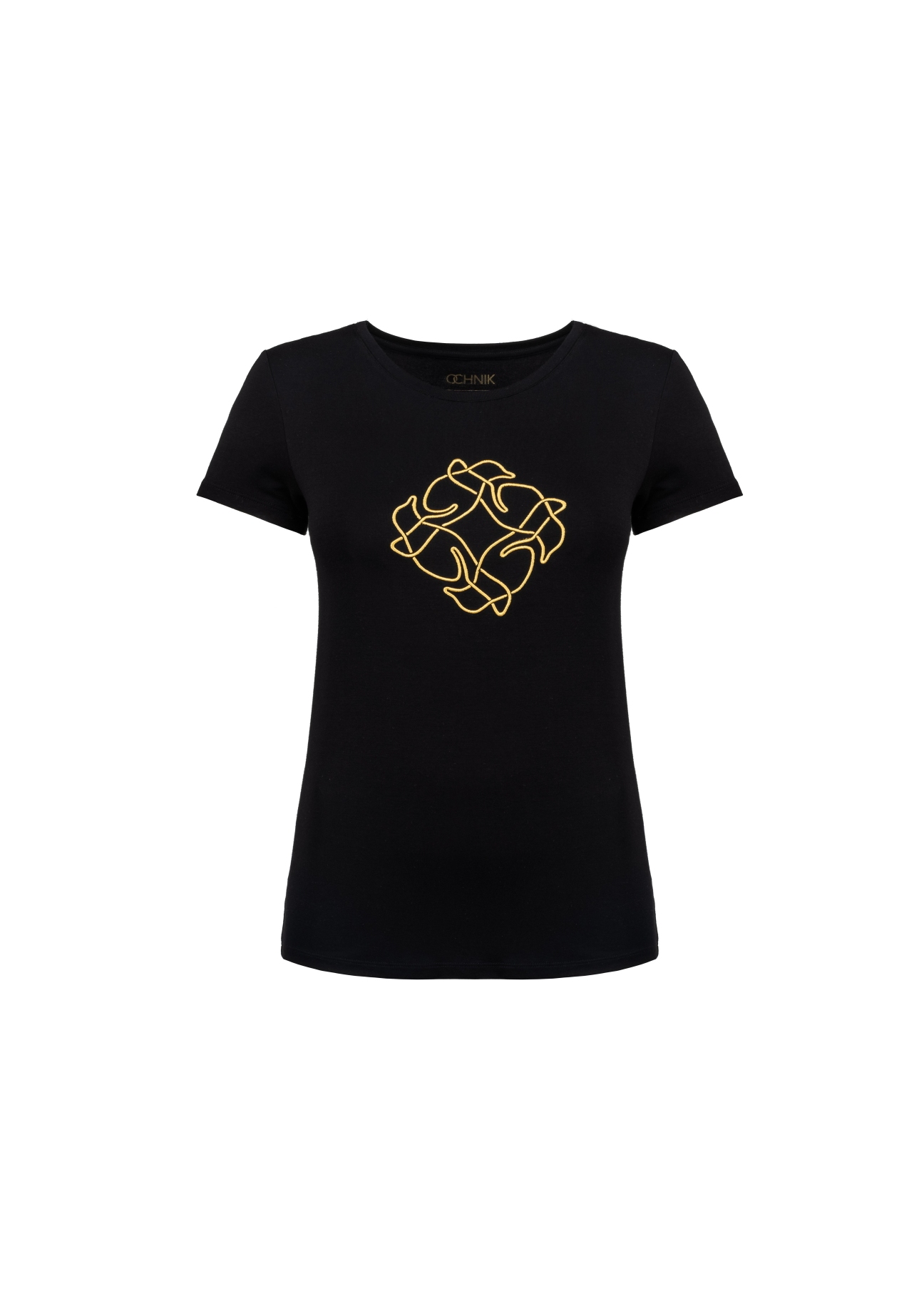 Czarny T-shirt damski z wilgą TSHDT-0078-99(Z21)-02