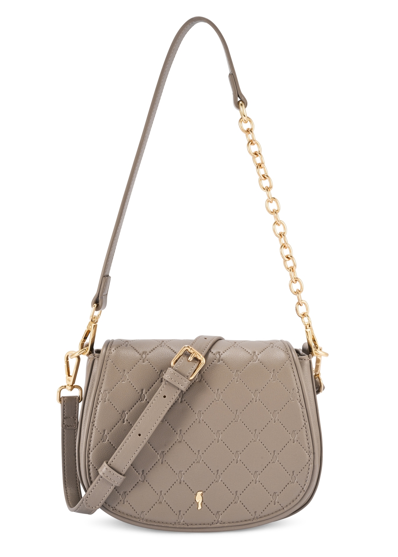 Jasnobrązowa listonoszka damska TOREC-1179-1K(W26), widok produktu z przodu na białym tle.