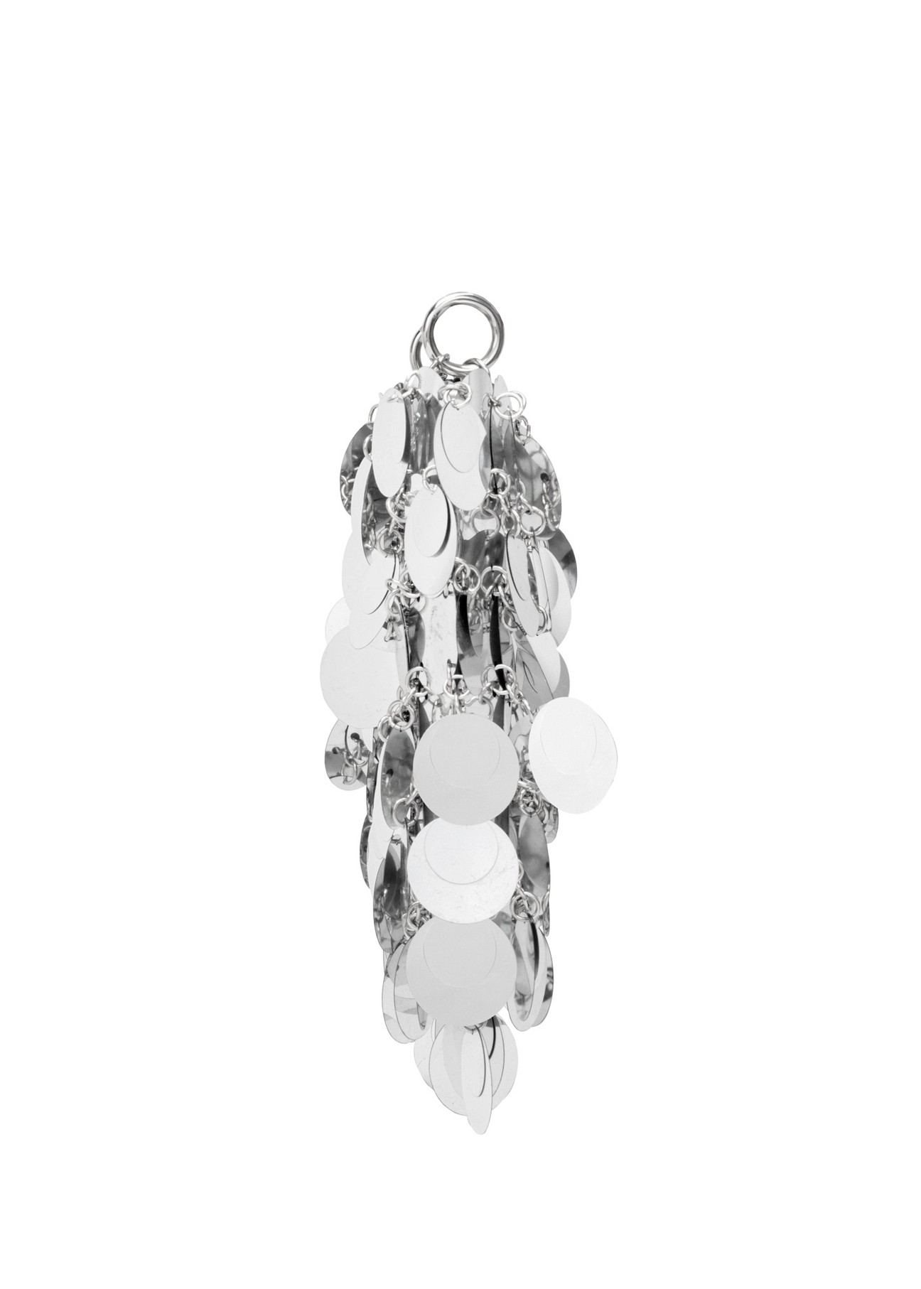 Srebrna torebka damska z cekinami TOREC-1085-91(Z25), widok produktu z boku na białym tle.