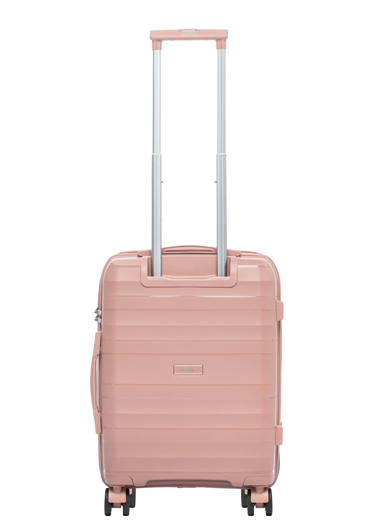 Mała walizka na kółkach WALPP-0024-5B-19(W26), widok produktu od tyłu na białym tle.