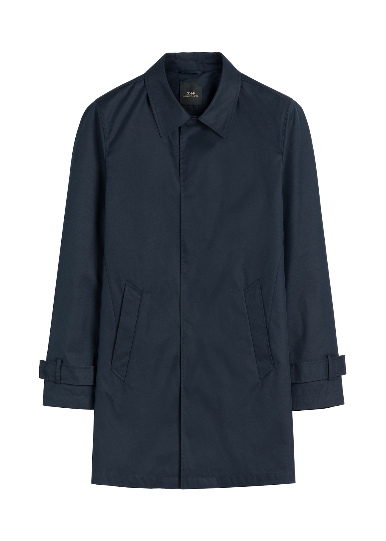 Granatowa kurtka męska z ociepleniem KURMT-0408-7D(W26), widok produktu z przodu na białym tle.