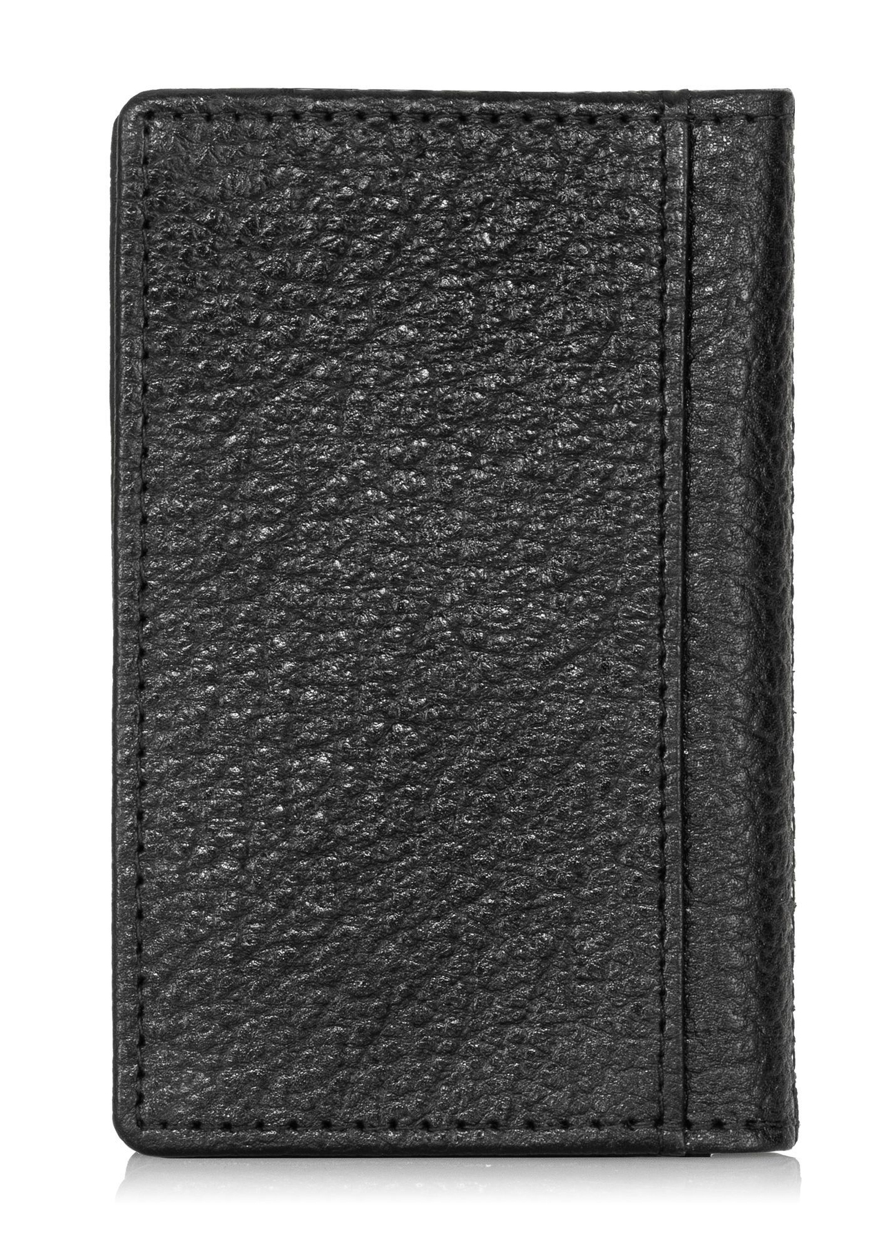 Skórzane groszkowane etui na karty PORMS-0537A-99(Z25), widok produktu z tyłu na białym tle.