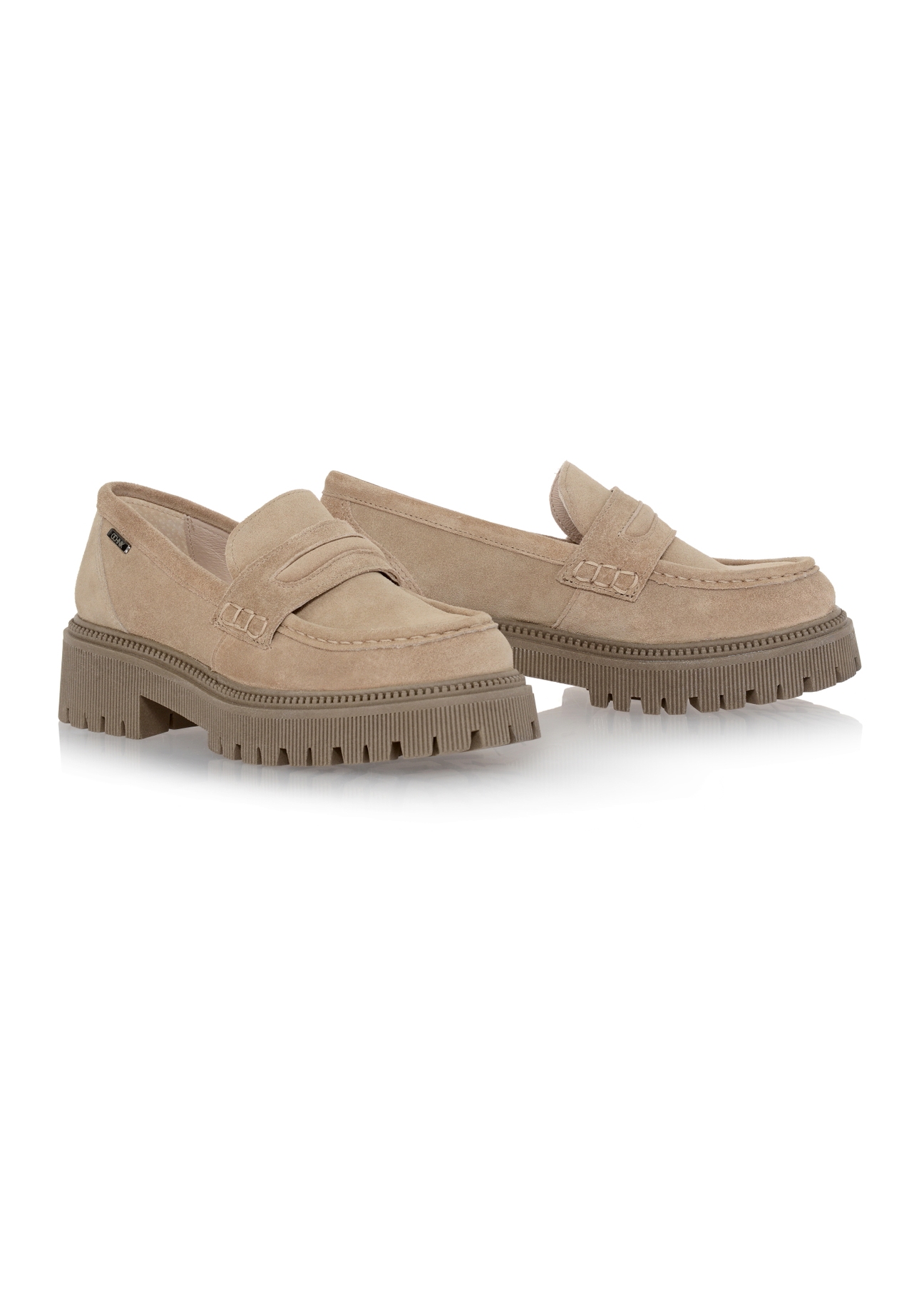Skórzane welurowe loafersy damskie BUTYD-1034-81(Z23)-02