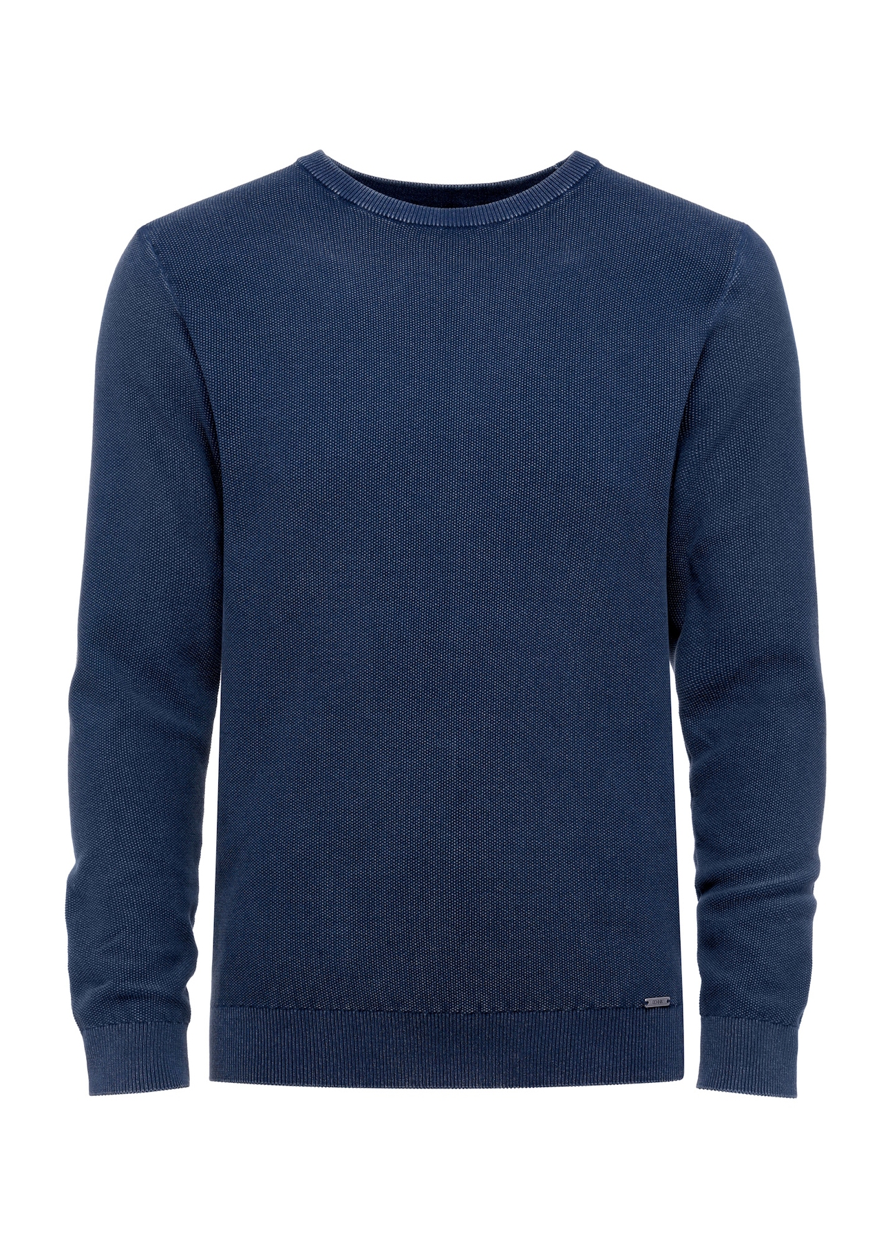 Granatowy sweter męski z bawełny SWEMT-0161-69(W25), widok produktu z przodu na białym tle.