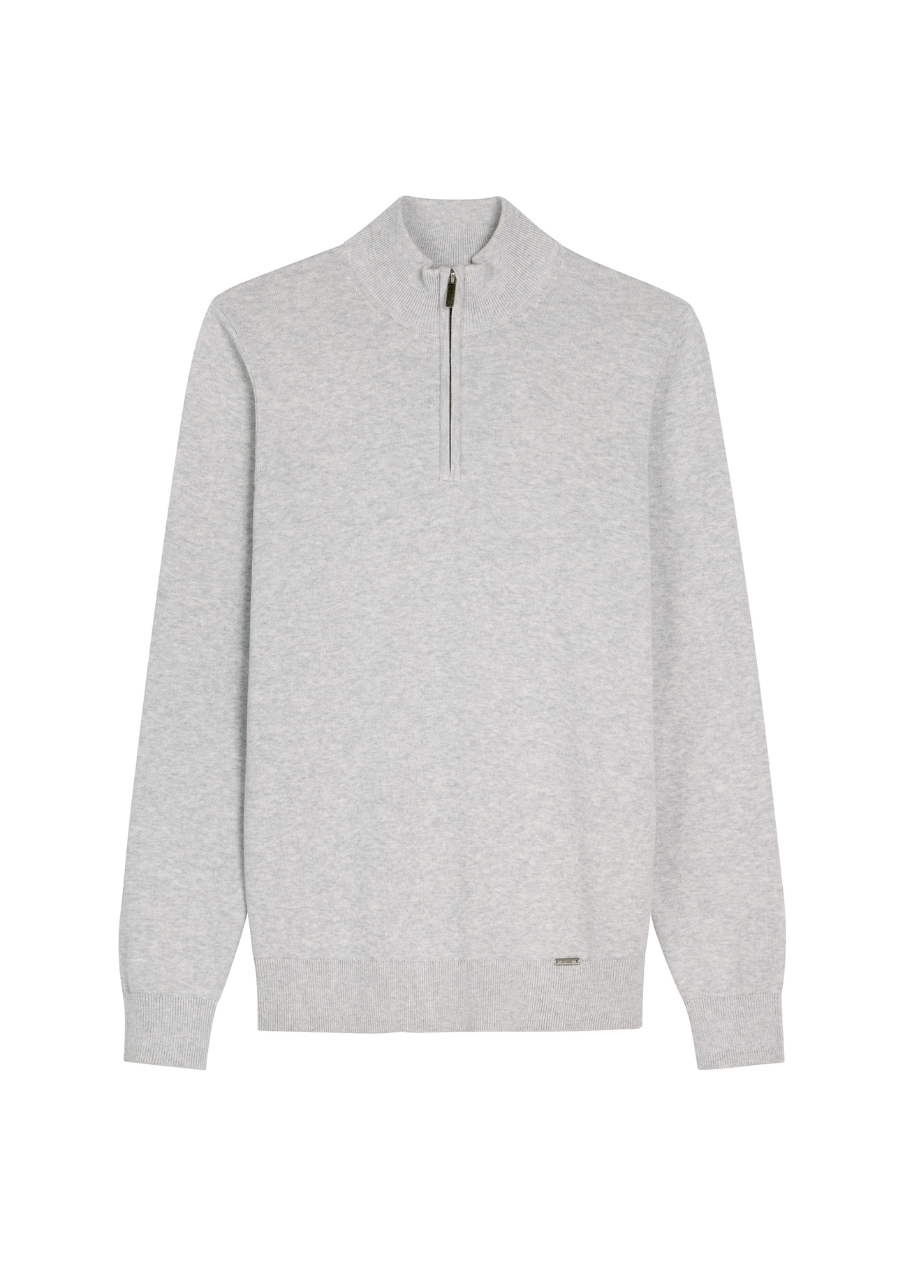 Jasnoszary sweter męski ze stójką SWEMT-0189-9A(W26), widok produktu od przodu na białym tle.