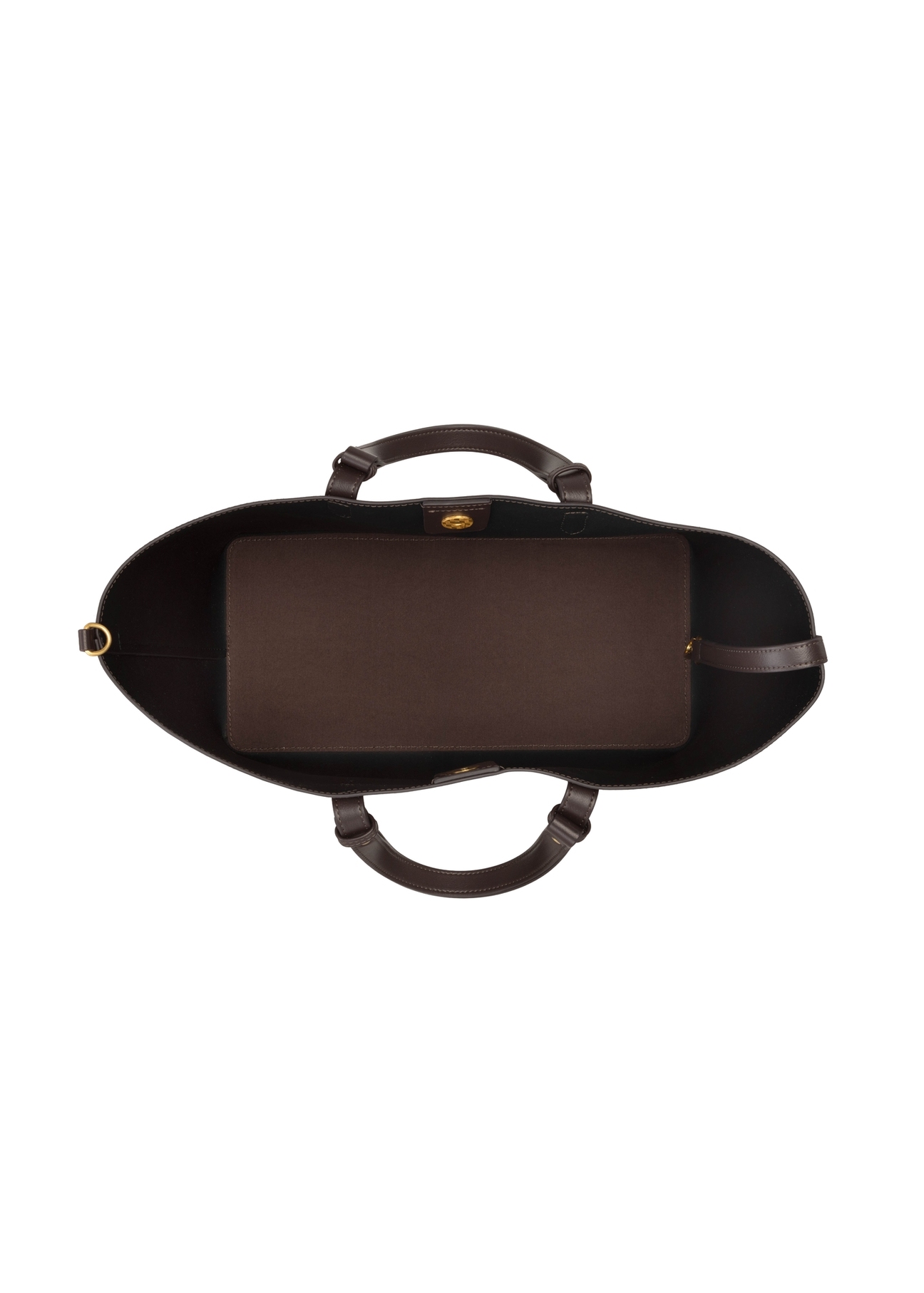 Brązowa damska torebka shopper TOREC-1240-1H(W26),  widok produktu w środku na białym tle.