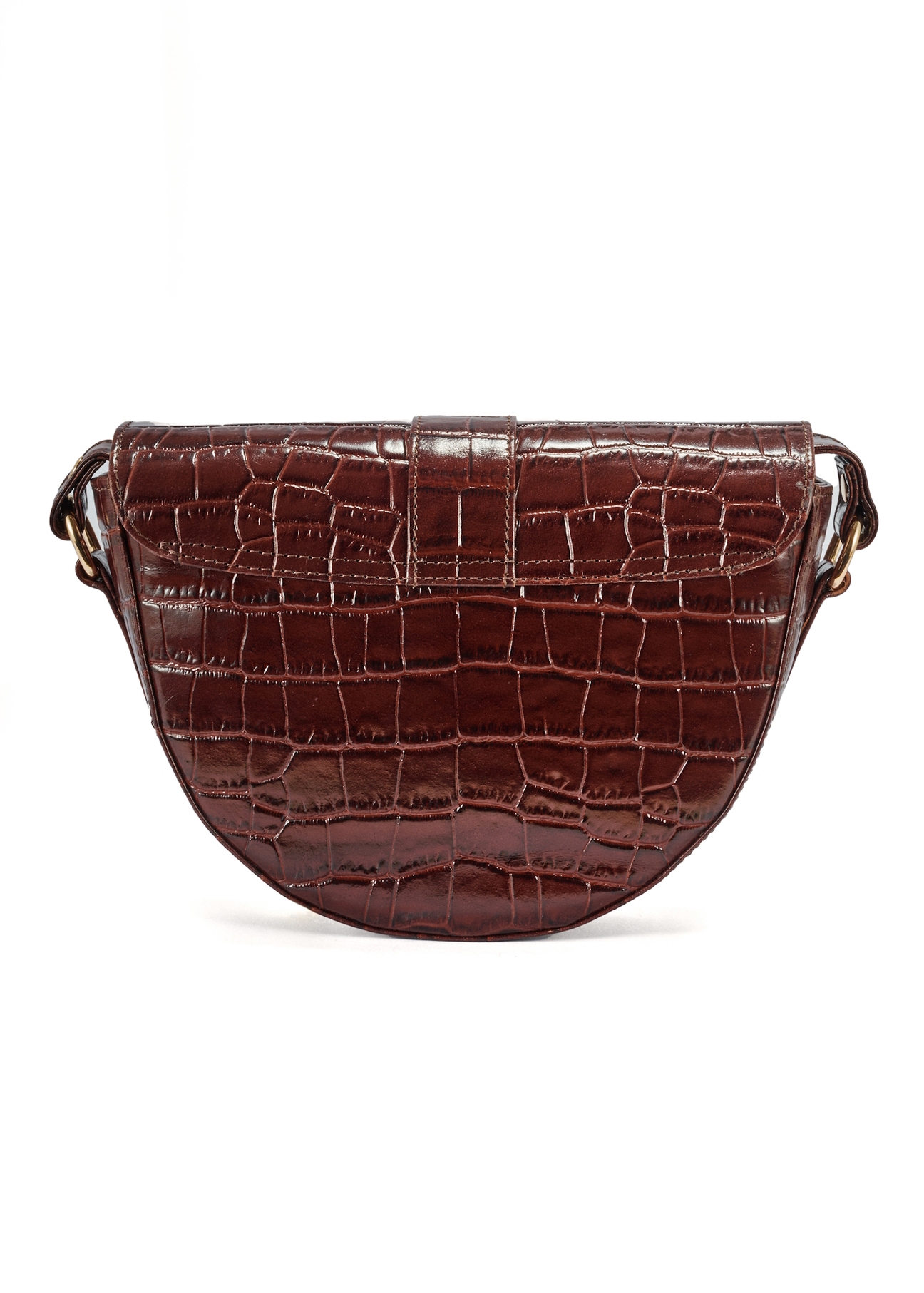 Brązowa skórzana torebka w stylu croco TORES-0707E-89(Z25)