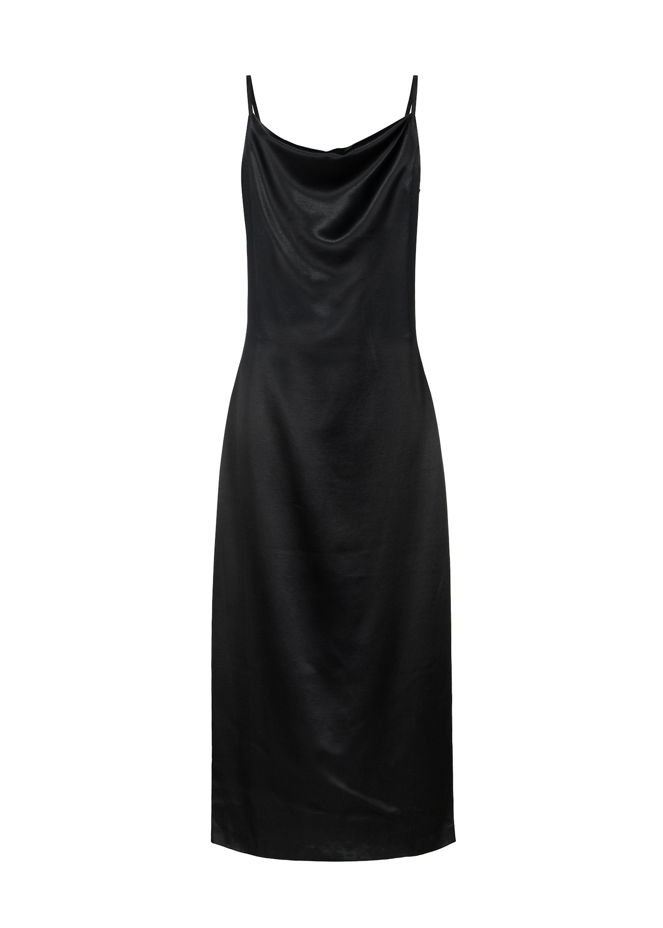 Czarna sukienka z satynowego materiału SUKDT-0218-99(W25)-04