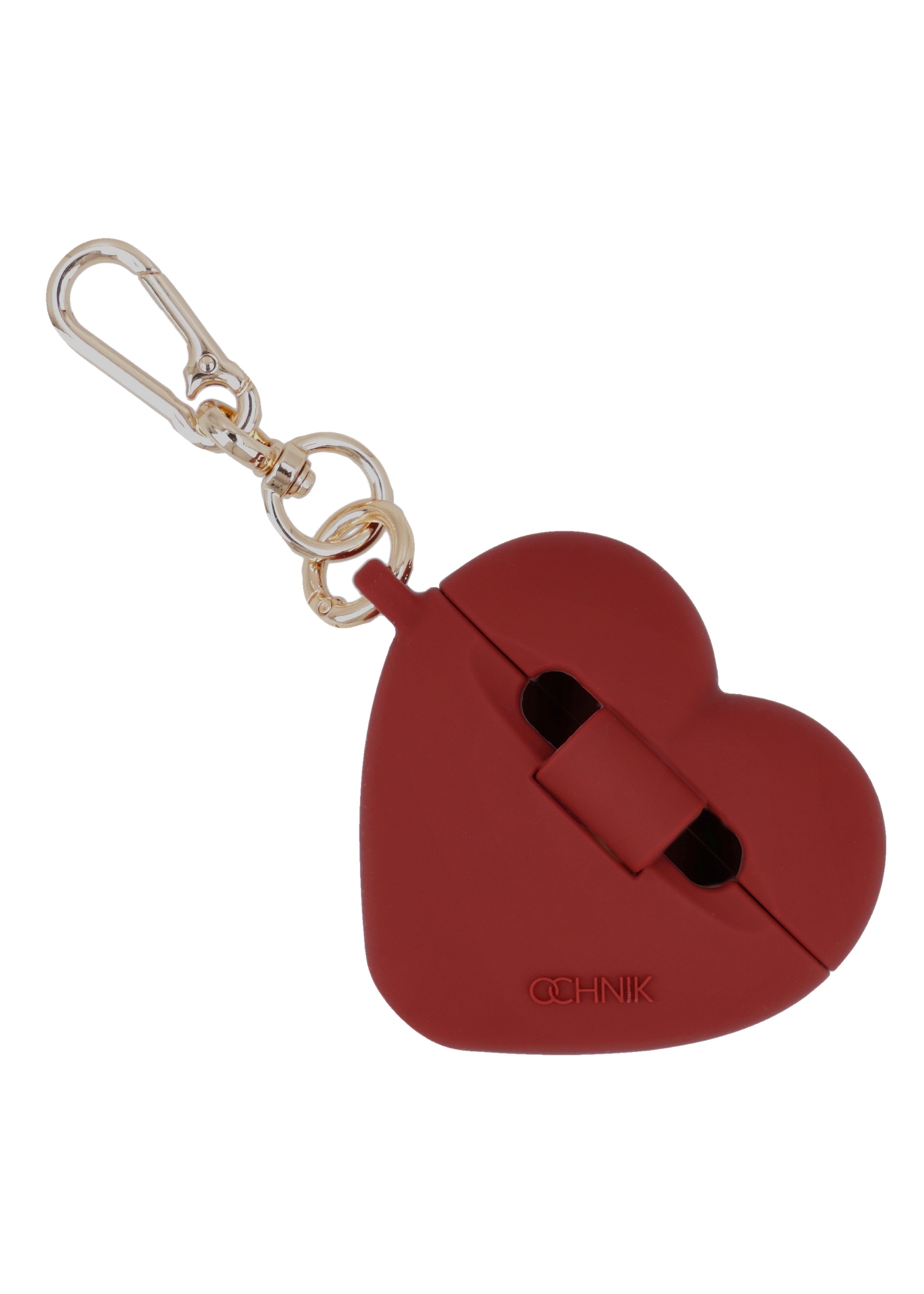Bordowe etui na słuchawki BRELOK-0224-4D(Z26) - widok produktu z tyłu, na białym tle. 