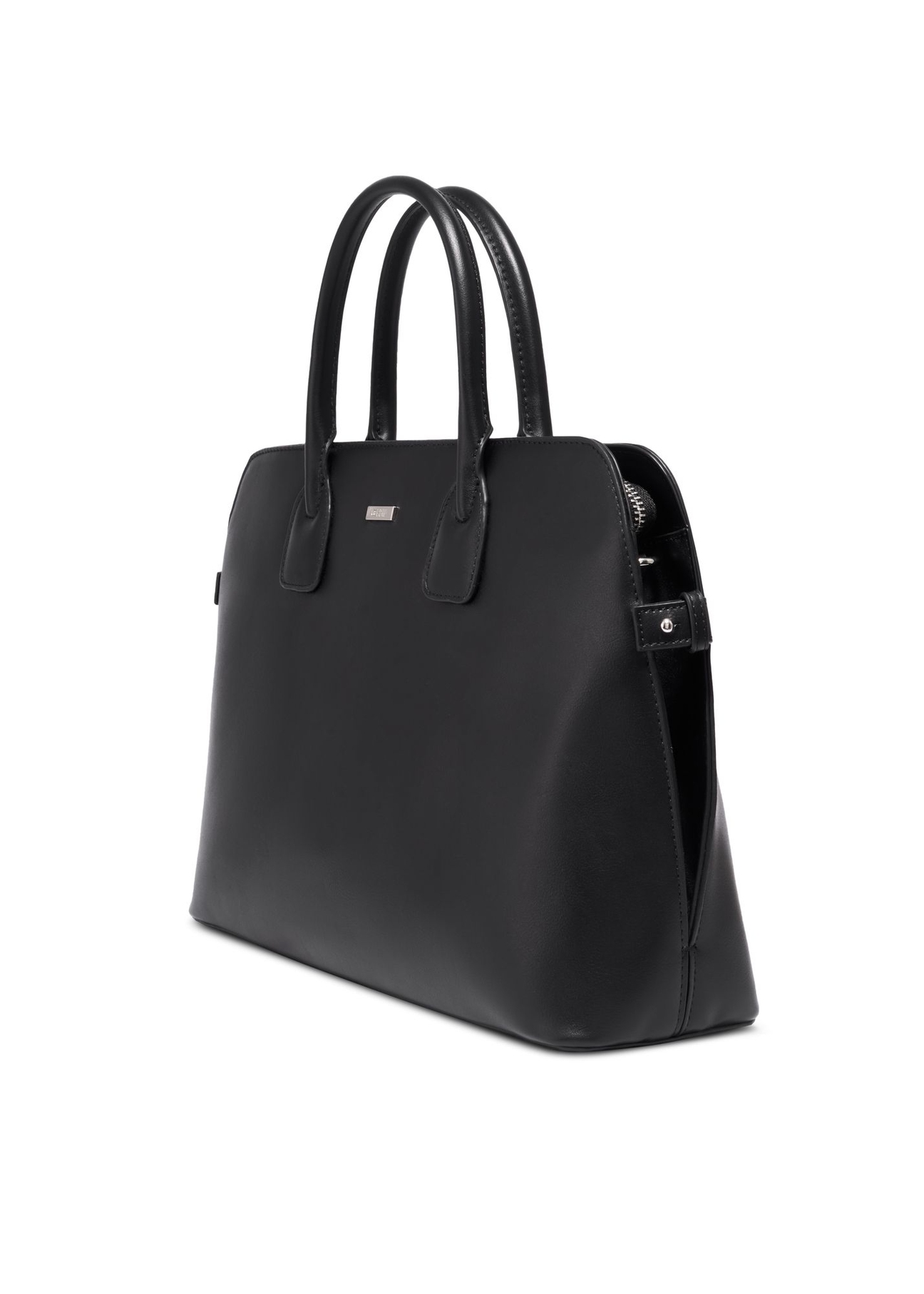 Czarna damska torba na laptopa TOREC-1351-99(Z26) - widok produktu po skosie, na białym tle.