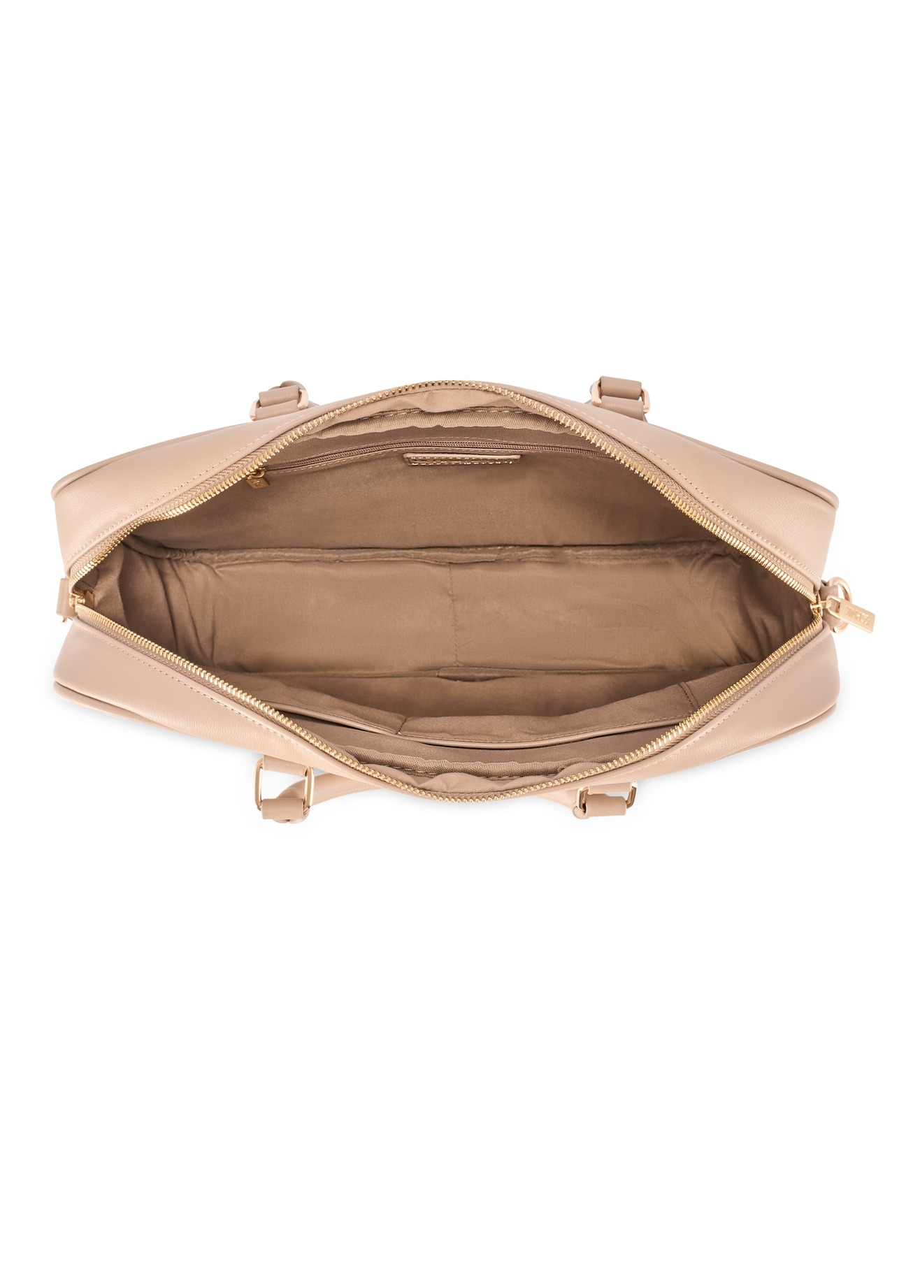 Beżowa torba na laptopa damska TOREC-1209-1B(W26), widok produktu w środku na białym tle.