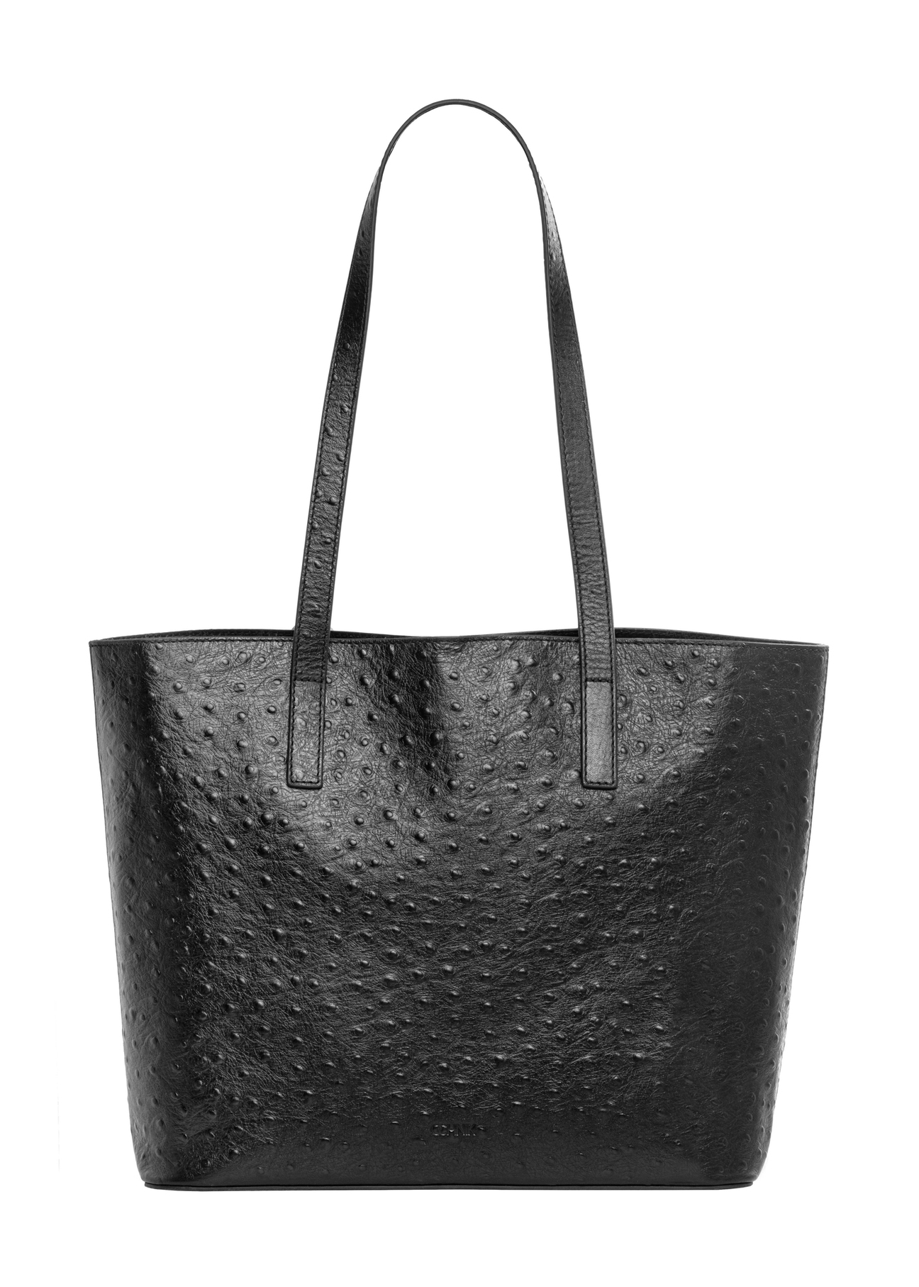 Czarna skórzana torebka damska shopper TORES-1389-9P(Z26), widok produktu od przodu na białym tle.