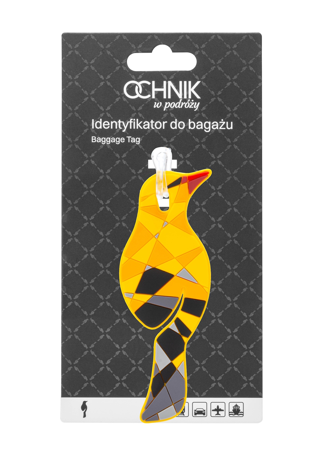 Identyfikator do bagażu AW-012-0002-21(W25), widok produktu z przodu na białym tle.