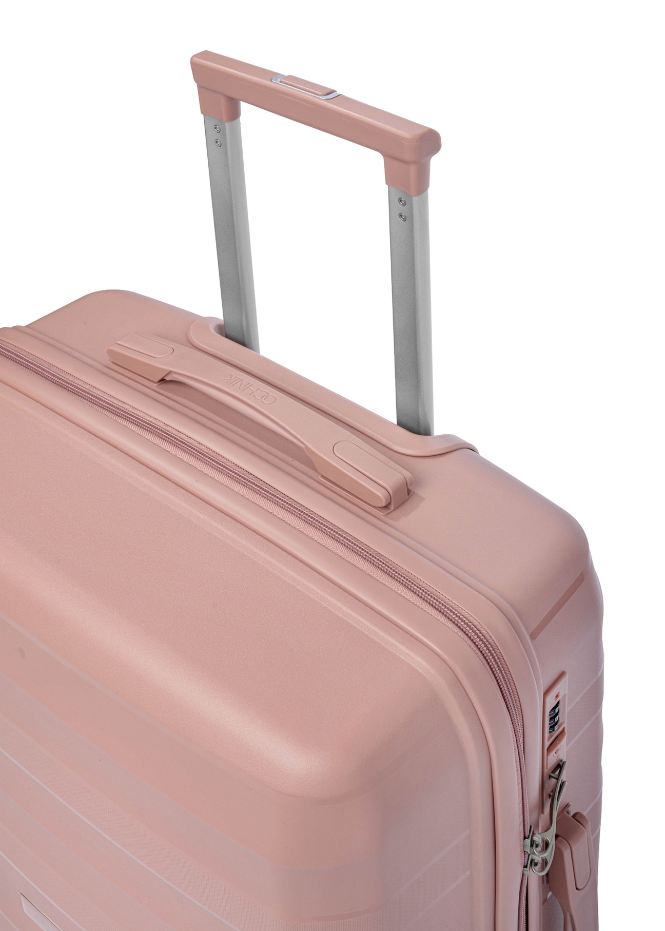 Komplet walizek na kółkach 19"/24"/28" WALPP-0024-5B(W26) zbliżenie na rączkę produktu, widok na białym tle.