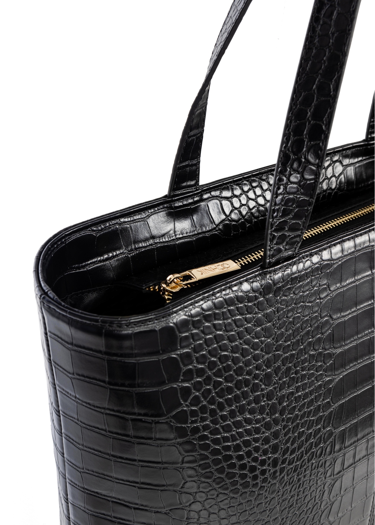 Czarna torebka shopper damska croco TOREC-0810-99(W23)-06