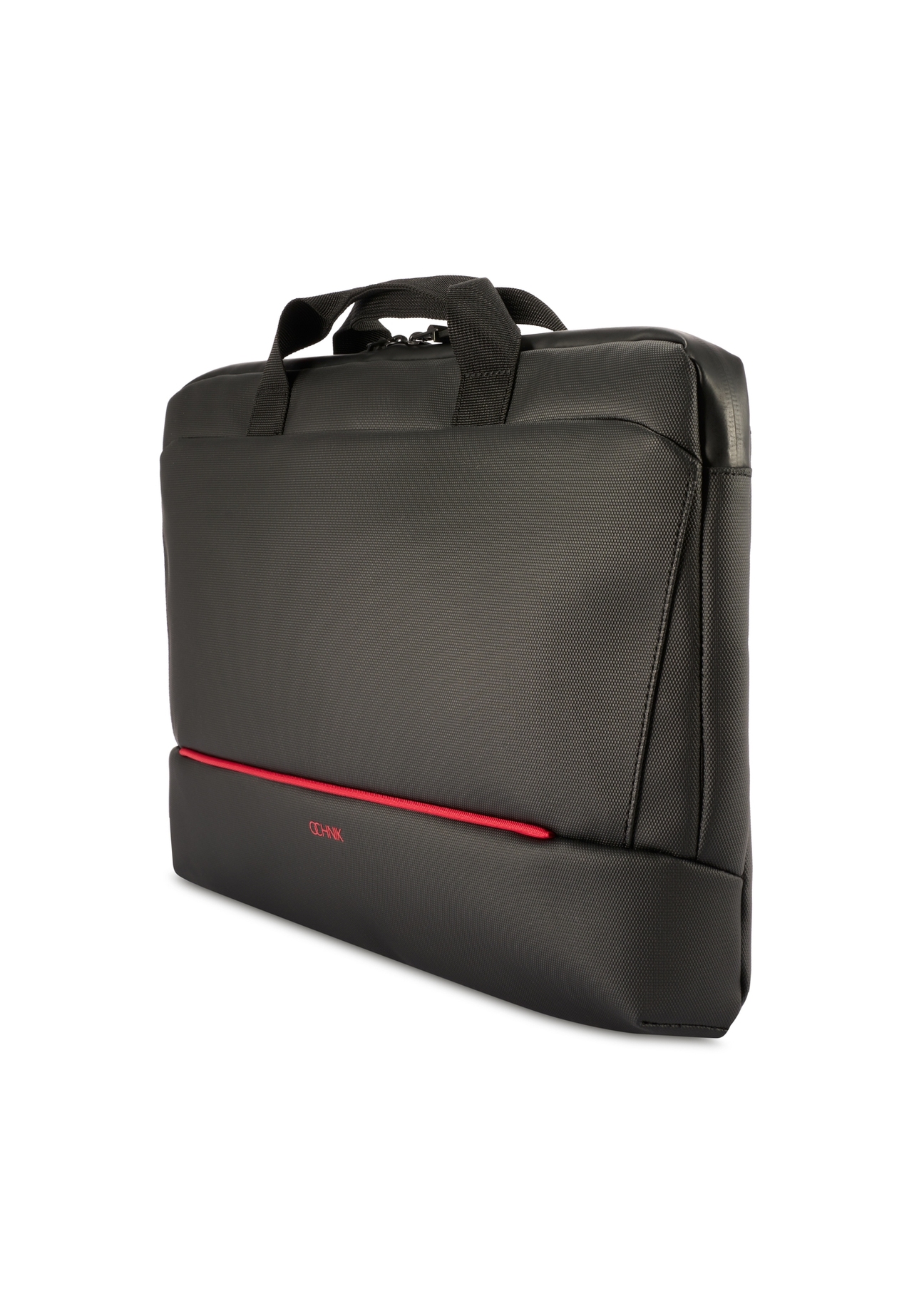Czarna torba na laptopa TORMN-0398-9J(W26), widok produktu skosem na białym tle.