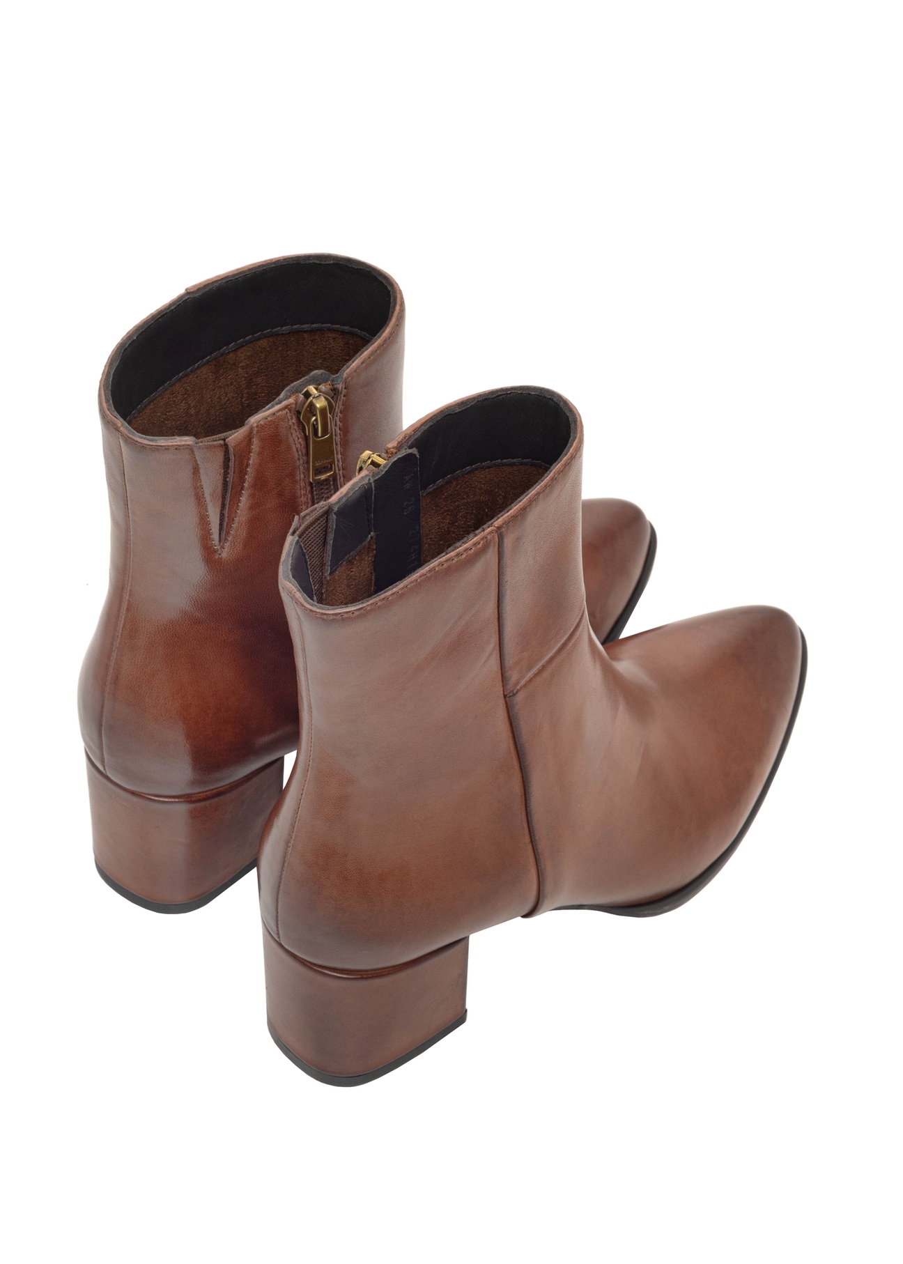 Skórzane botki damskie w kolorze koniaku BUTYD-1186-1F(Z26)