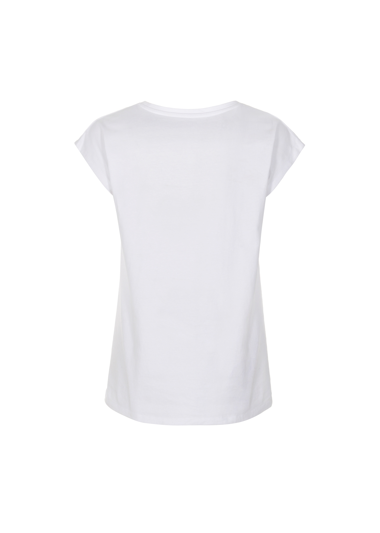 Biały T-shirt ze złotym nadrukiem damski TSHDT-0087-11(W22)-03