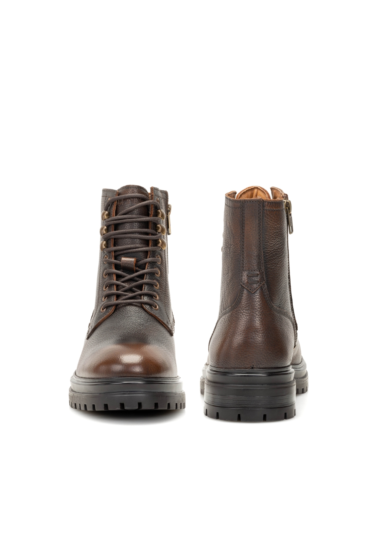 Brązowe skórzane trzewiki męskie BUTYM-0518-09(Z25)