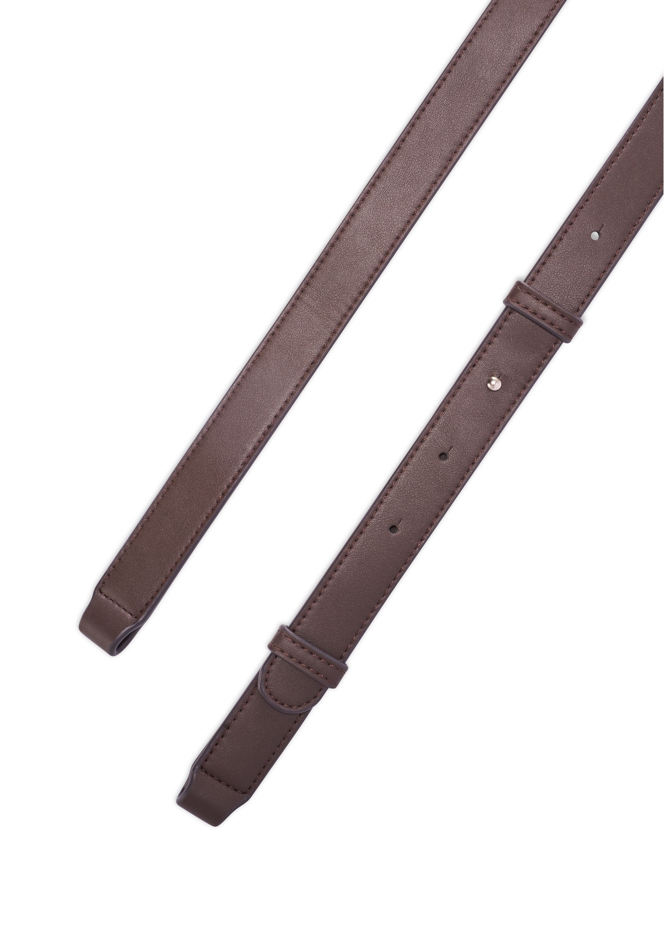 Brązowa skórzana listonoszka damska TORES-1253-1I(W26), widok paska produktu na białym tle.