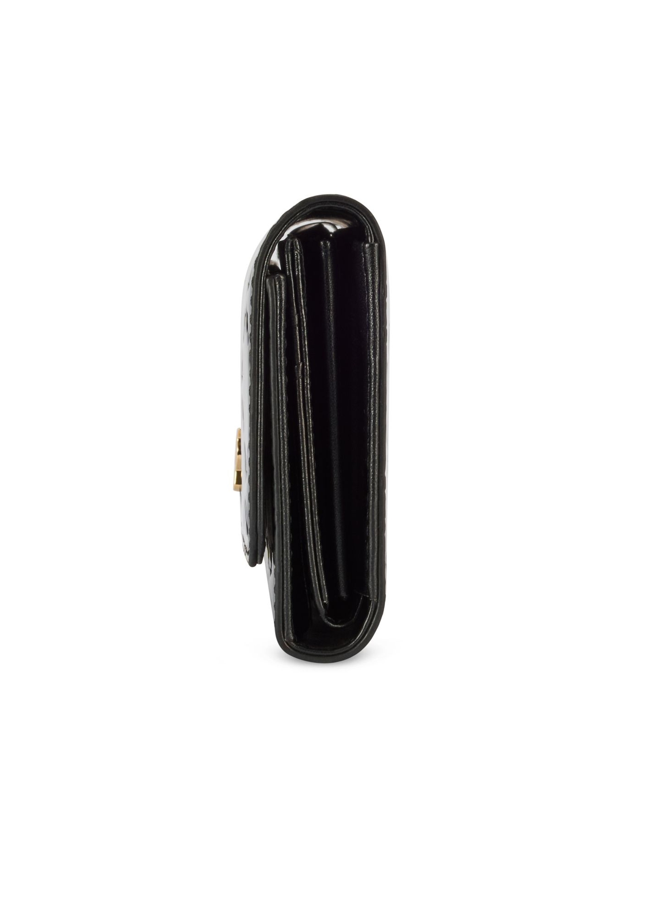 Czarny duży portfel damski z monogramem POREC-0421-98(Z25) - widok produktu z boku na białym tle.