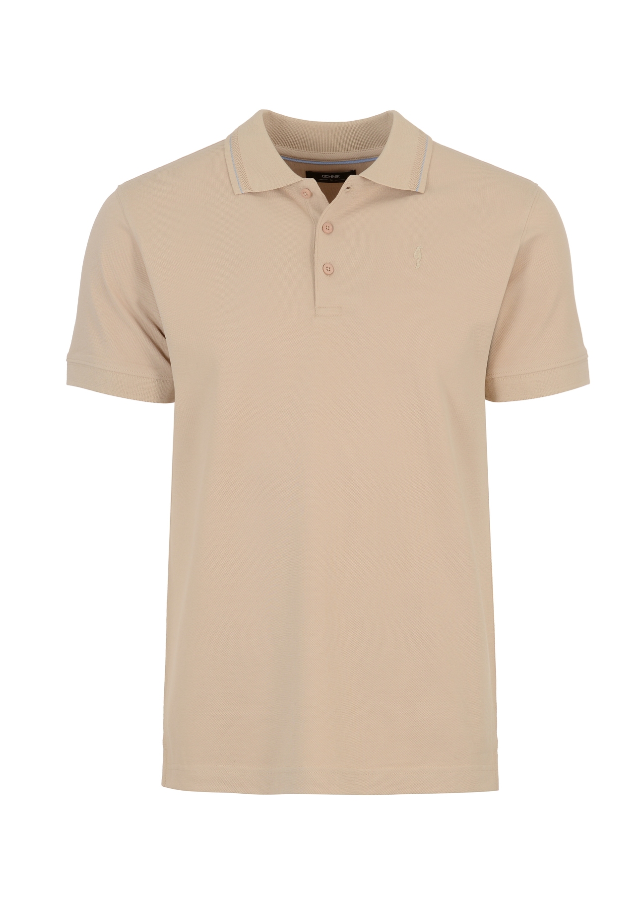 Beżowa koszulka polo z logo POLMT-0056-81(W23)-03