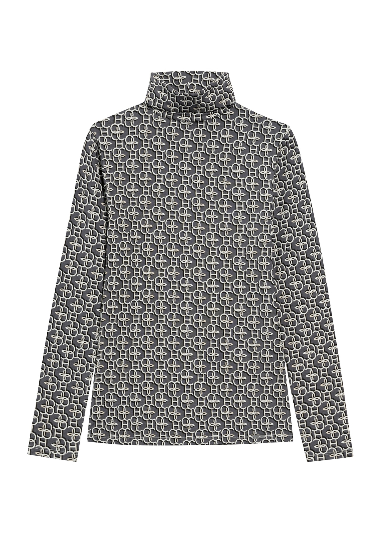 Szara bluzka damska z monogramem LSLDT-0053-96(Z25), widok produktu z przodu na białym tle.