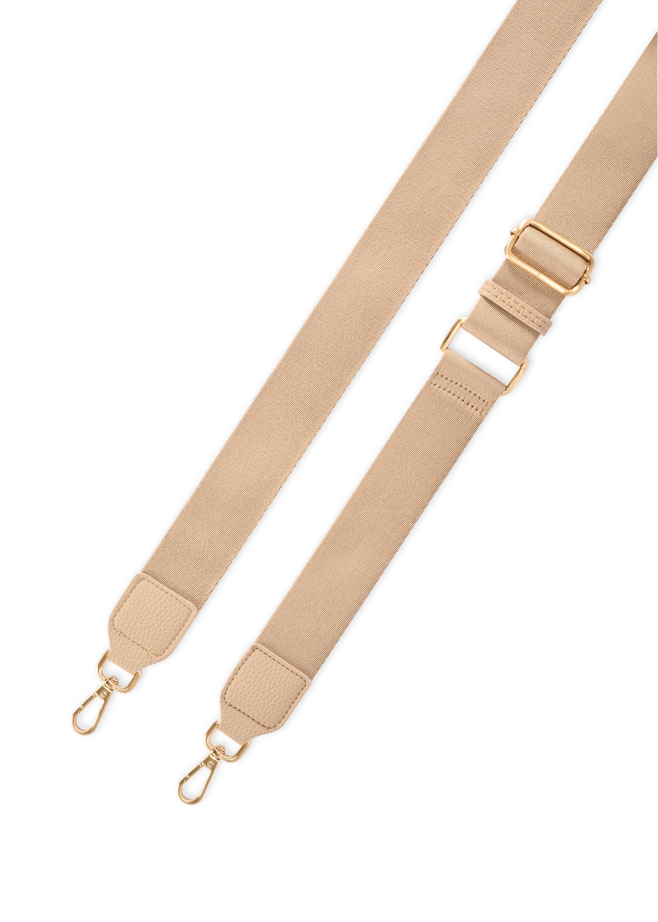 Mała beżowa torebka damska TOREC-1174-1B(W26), widok paska produktu na białym tle.