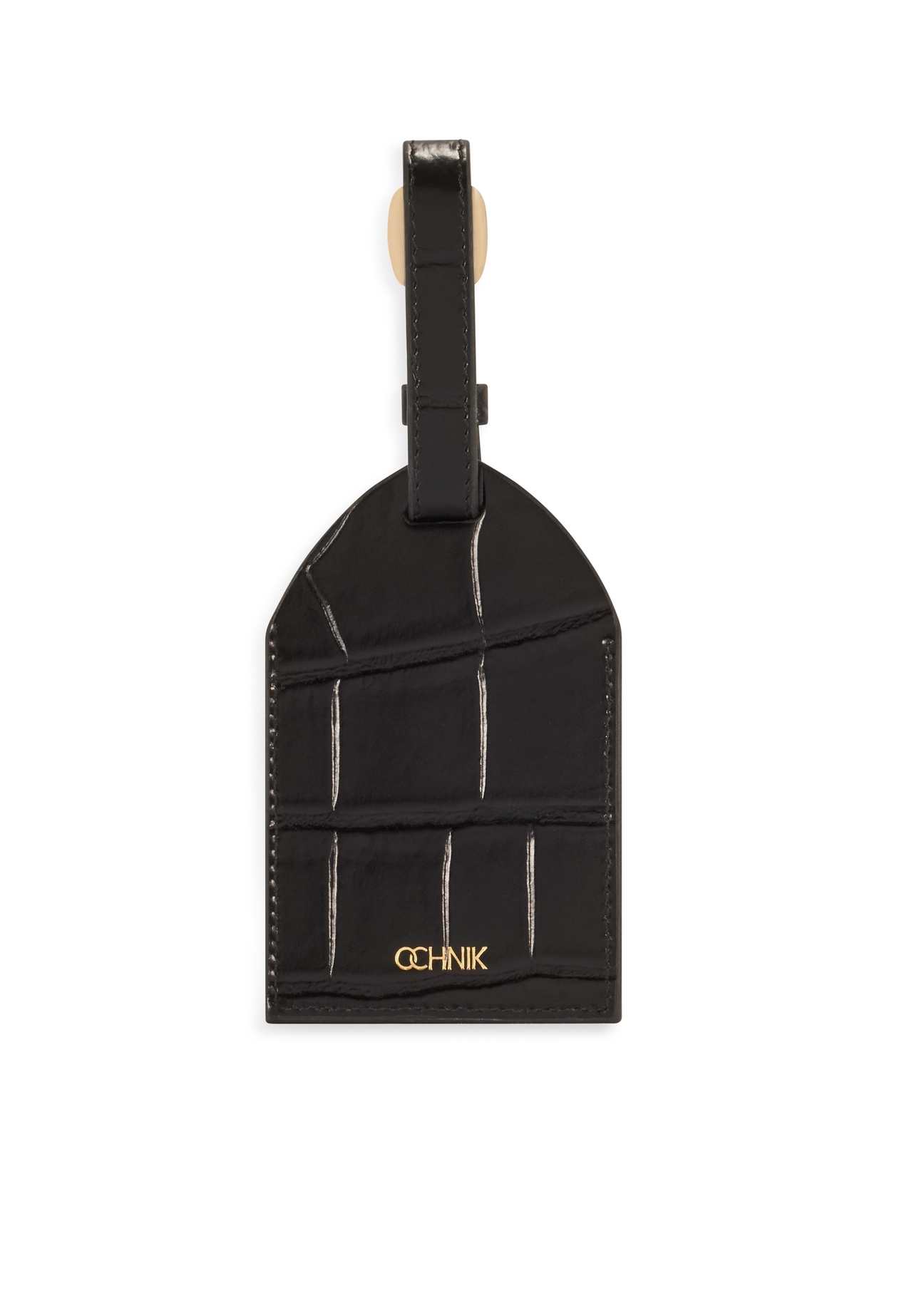 Skórzany brelok z motywem croco BRELOK-0222-97(Z25), widok produktu od przodu na białym tle.