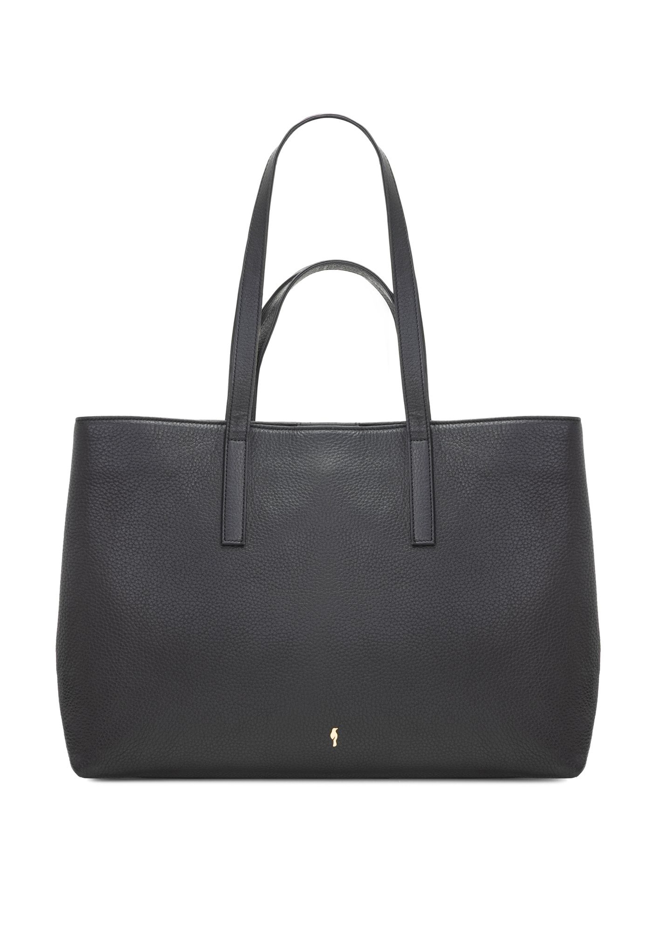 Czarna skórzana torebka shopper TORES-1281-99(W26) - widok produktu z przodu, na białym tle. 