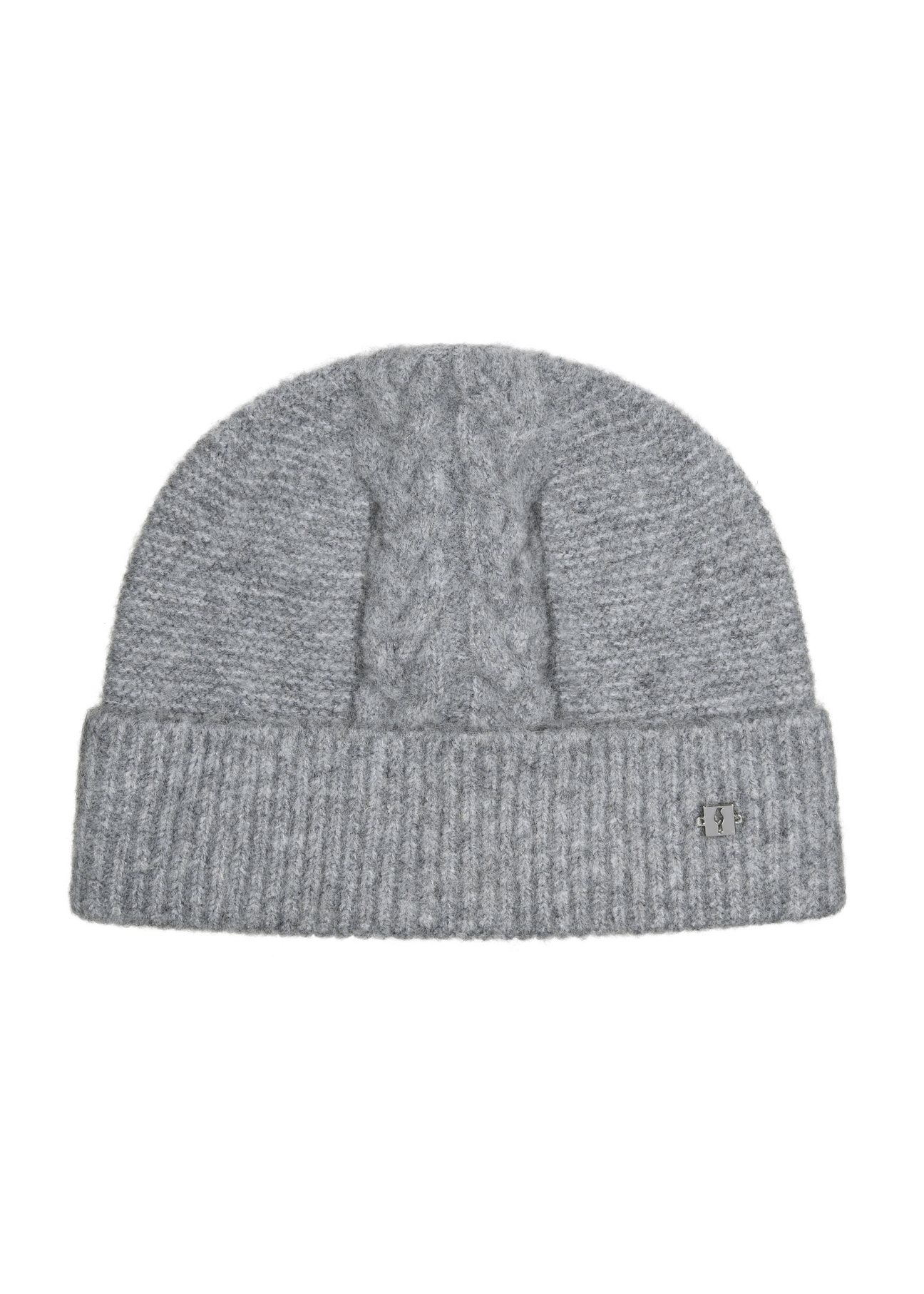 Szara czapka damska z warkoczem CZADT-0169-95(Z23)-02