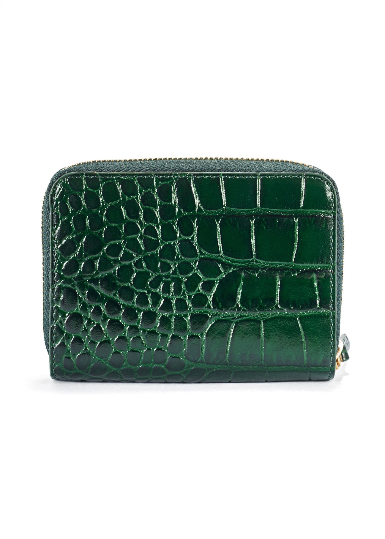Ciemnozielony portfel damski croco PORES-0951-51(W25) - widok produktu z tyłu na białym tle.
