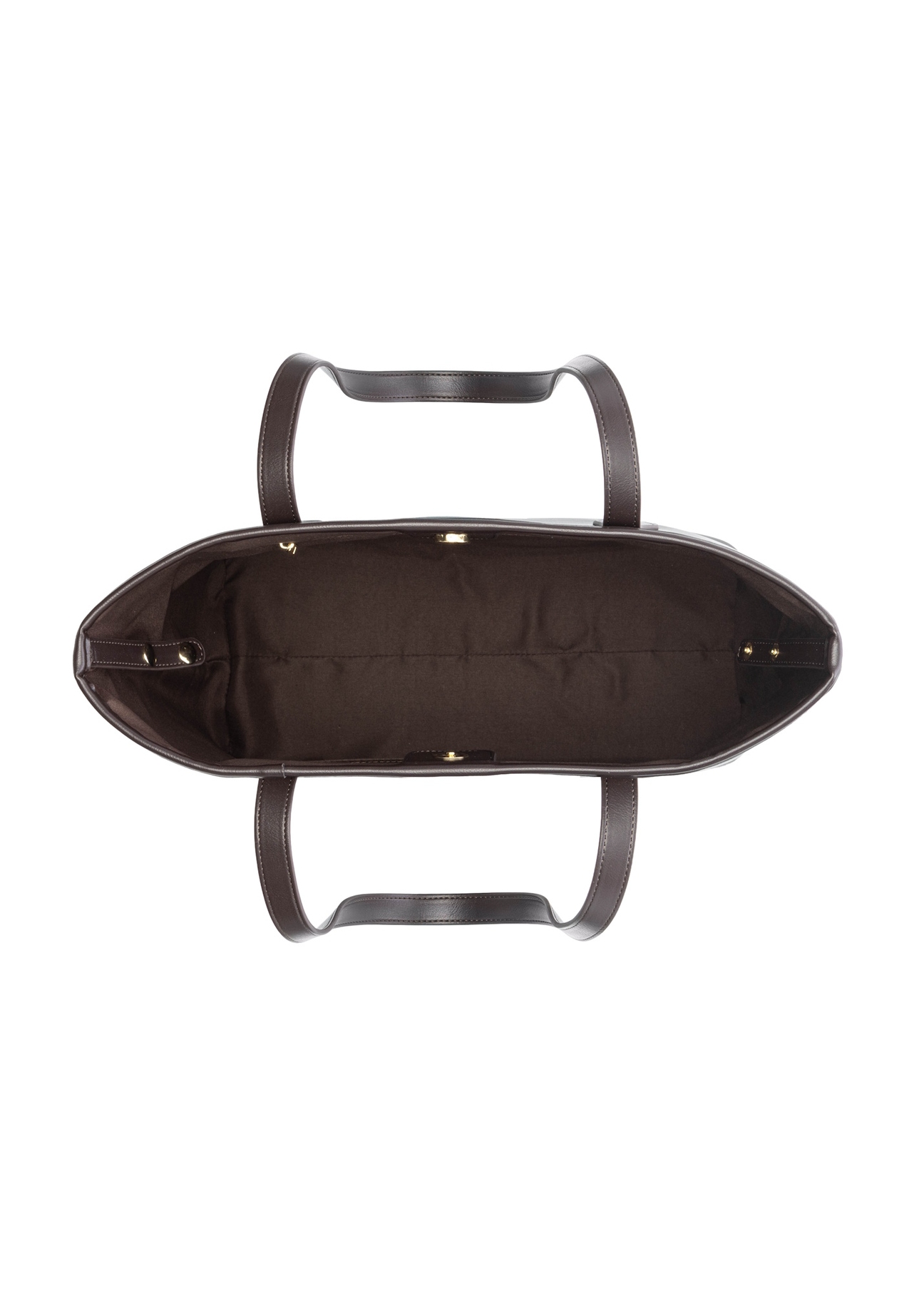 Brązowa damska torebka shopper TOREC-1235-1H(W26),  widok produktu w środku na białym tle.