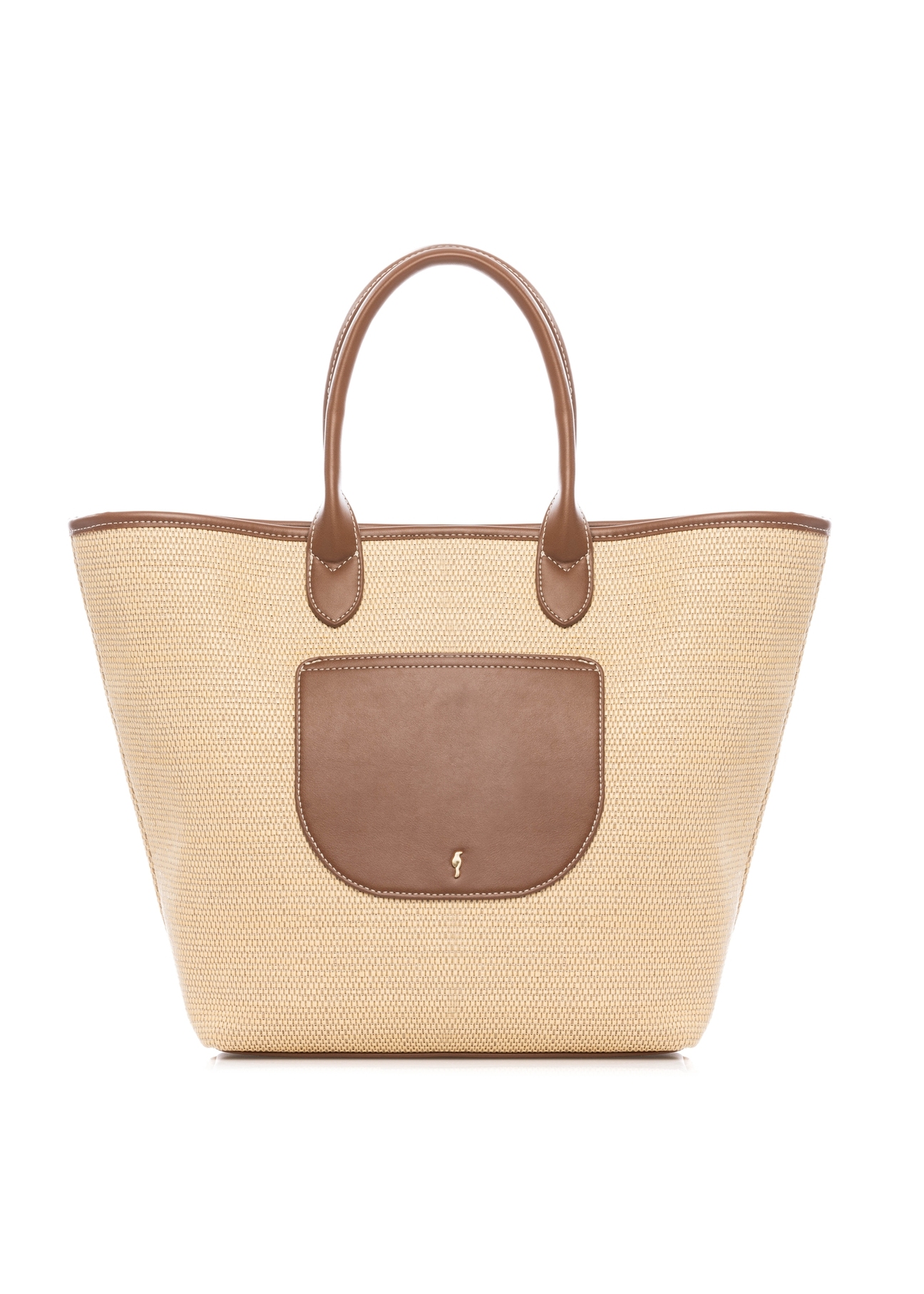 Słomkowa duża torebka damska TOREC-1229-1E(W26), widok produktu z przodu, na białym tle. 