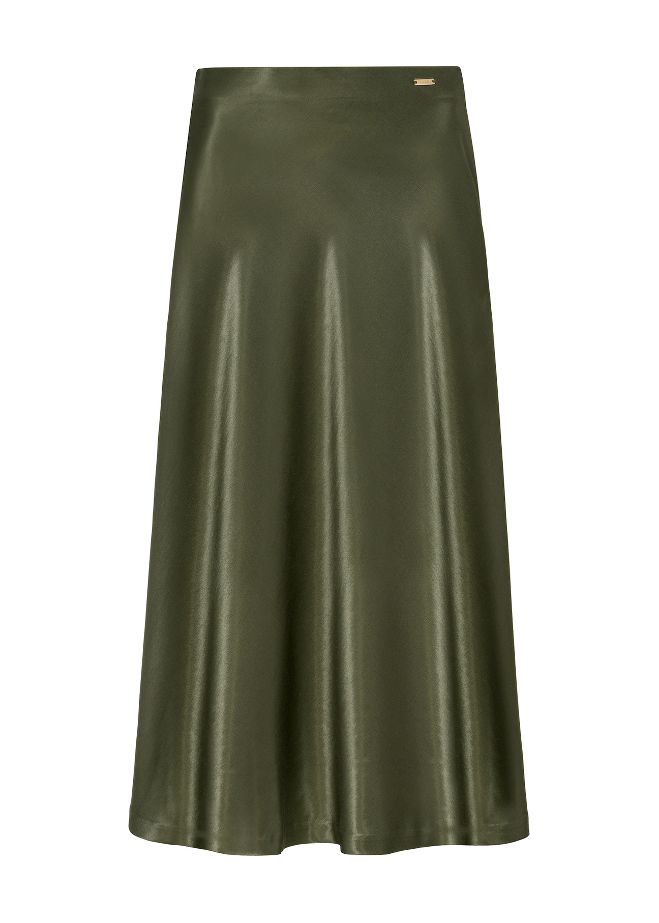 Satynowa spódnica midi w kolorze khaki SPCDT-0105-55(W25)